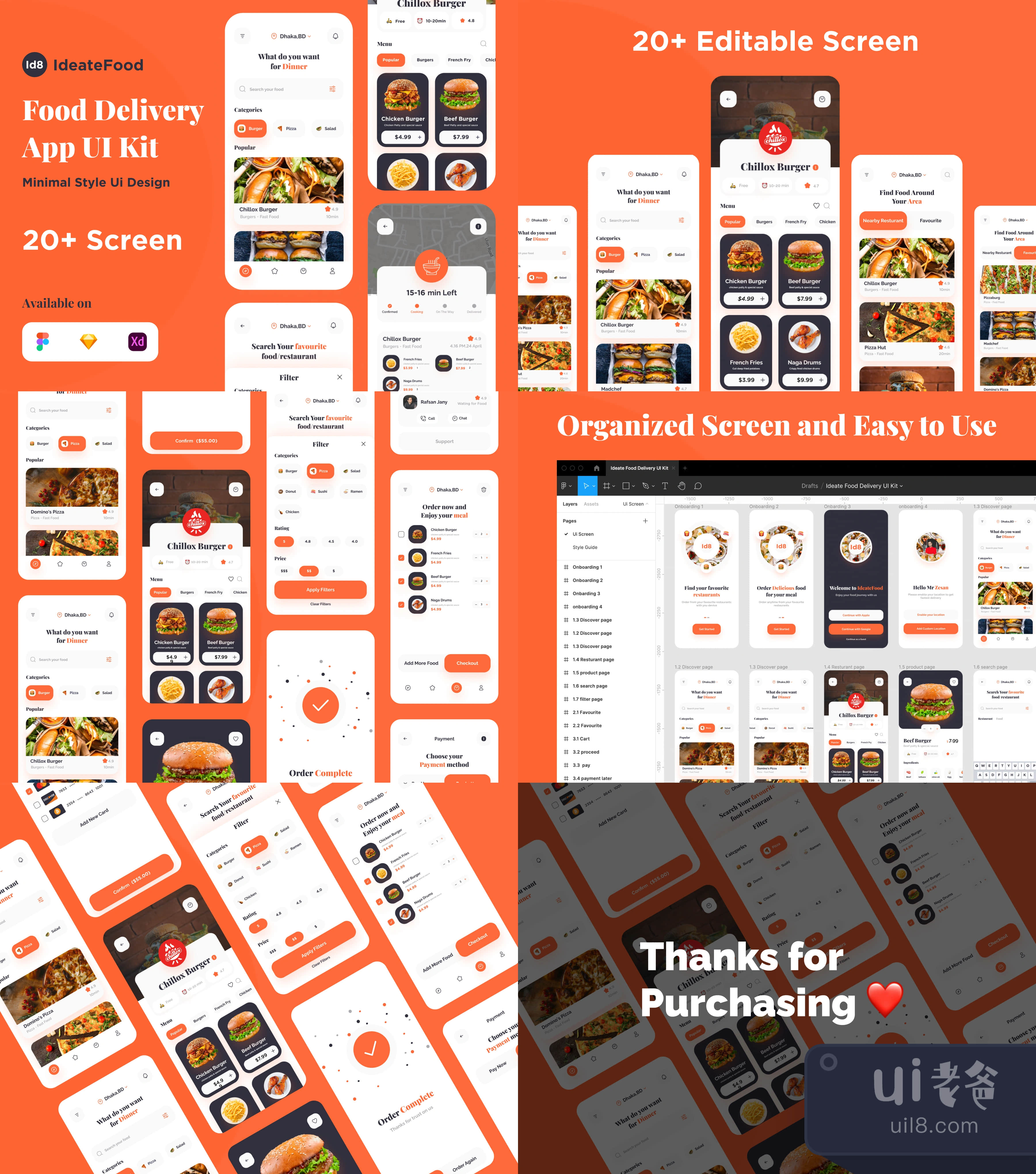 Ideate 食品配送应用 Ui KIt (Ideate Food Delivery App Ui 插图1