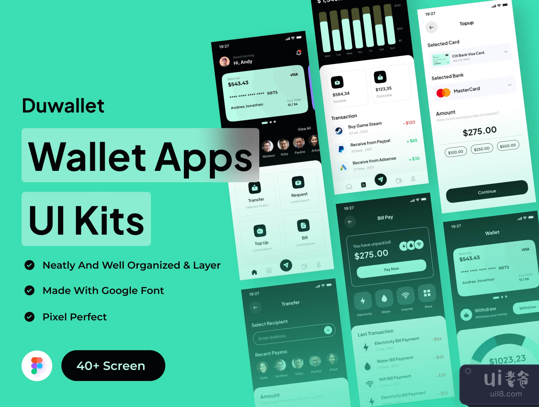 Duwallet - 钱包应用程序UI工具包 (Duwallet - Wallet Apps UI Kits)插图