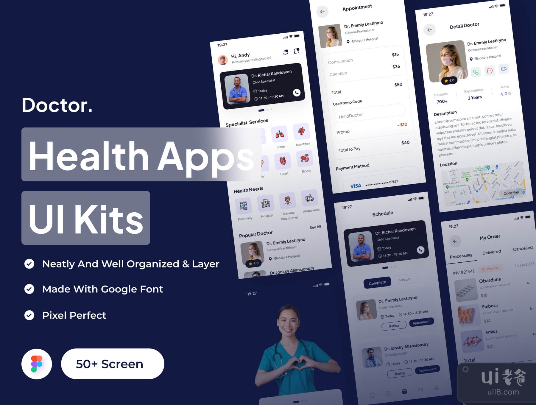 医生--健康应用程序UI套件 (Doctor- Health Apps UI Kits)插图