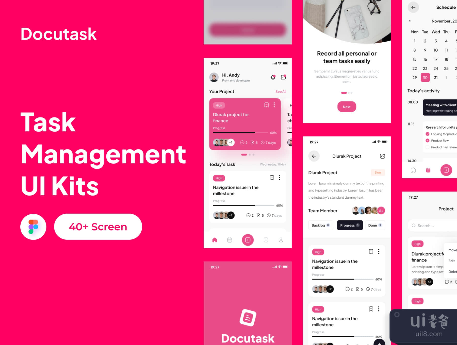Docutask - 任务管理器应用程序UI套件 (Docutask - Task Manager App UI Kits)插图