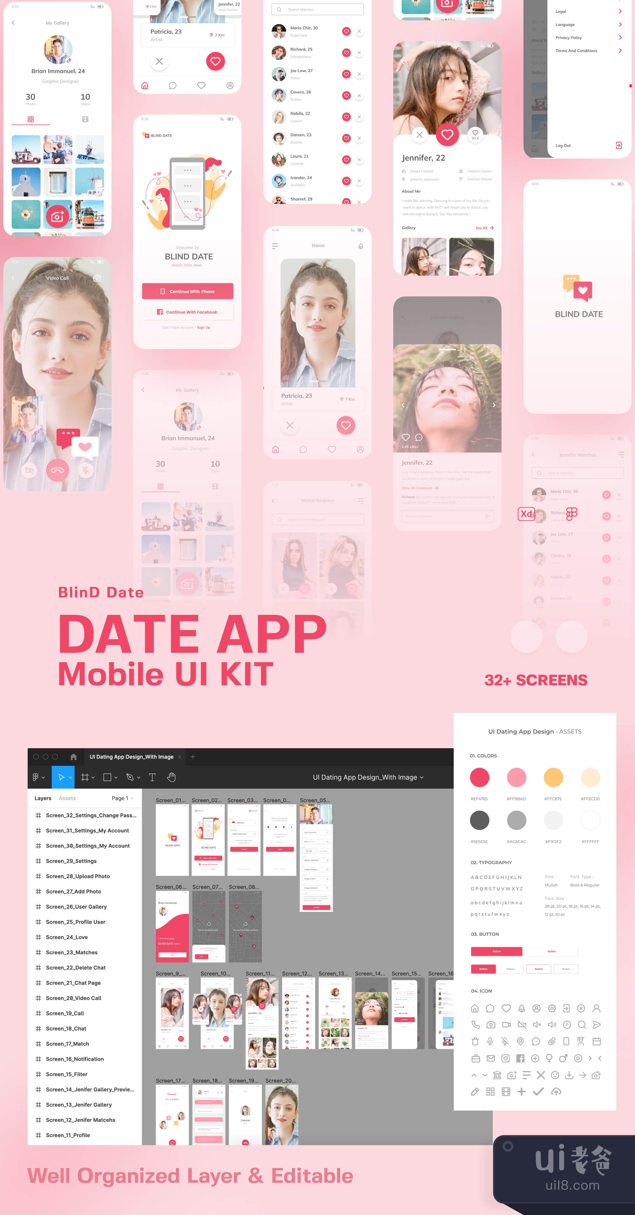 Date App - 移动端 UI Kit (Date App - Mobile UI Kit)插图