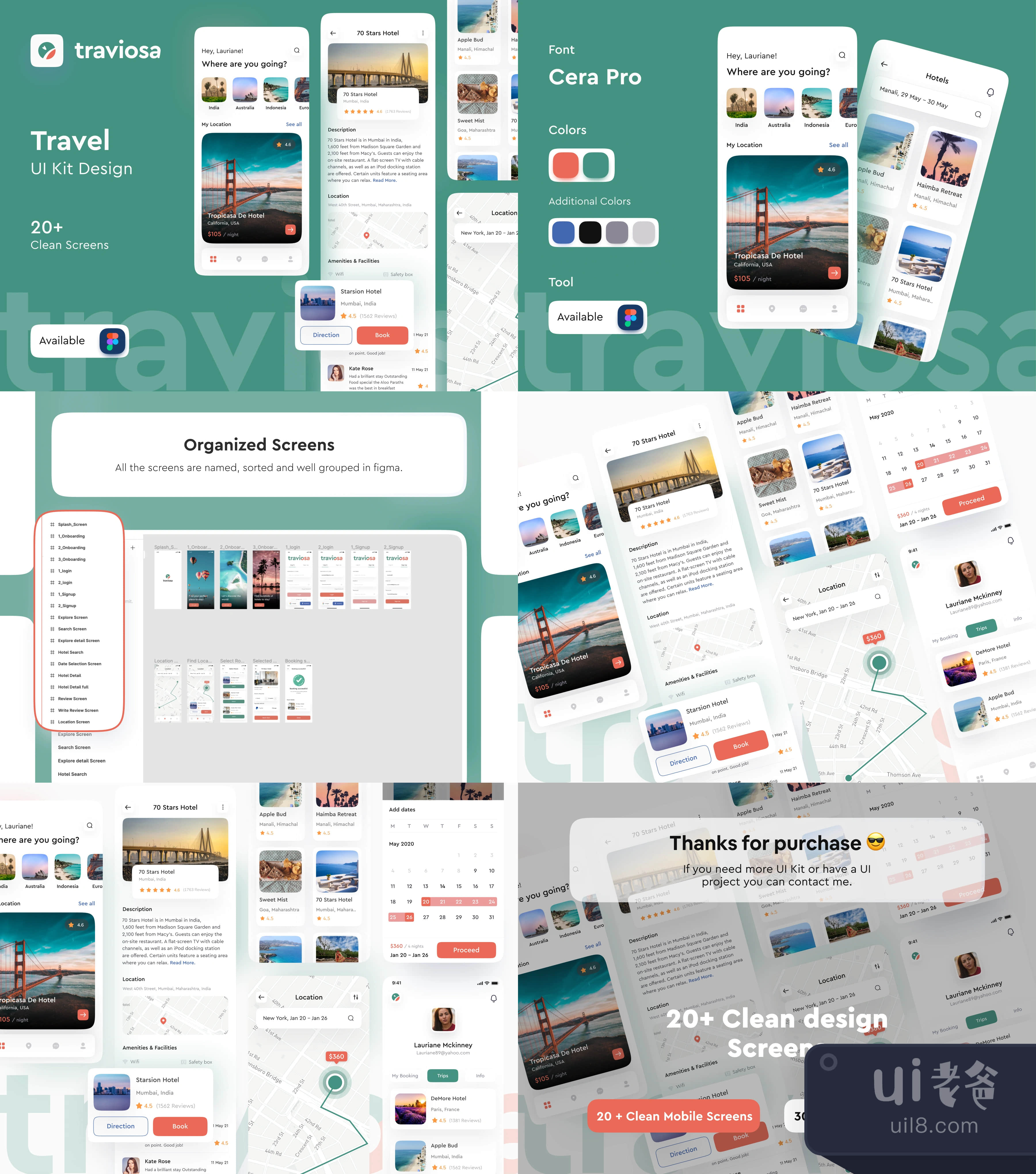 Traviosa - 旅游应用UI KIT设计 (Traviosa - Travel App UI 插图1