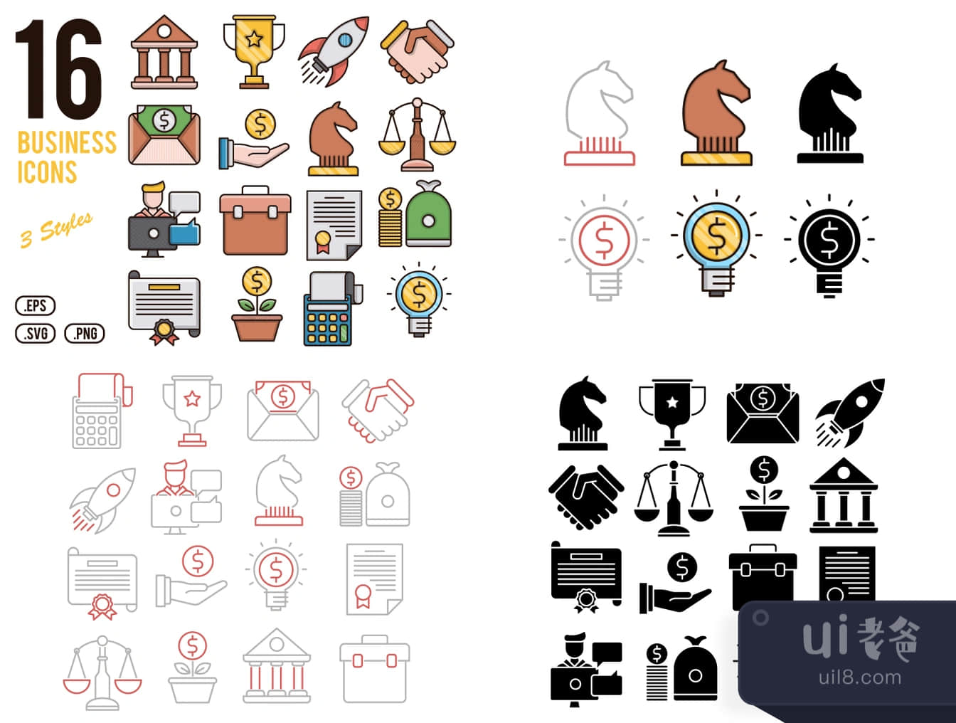 16个商业图标 (16 Business Icons)插图