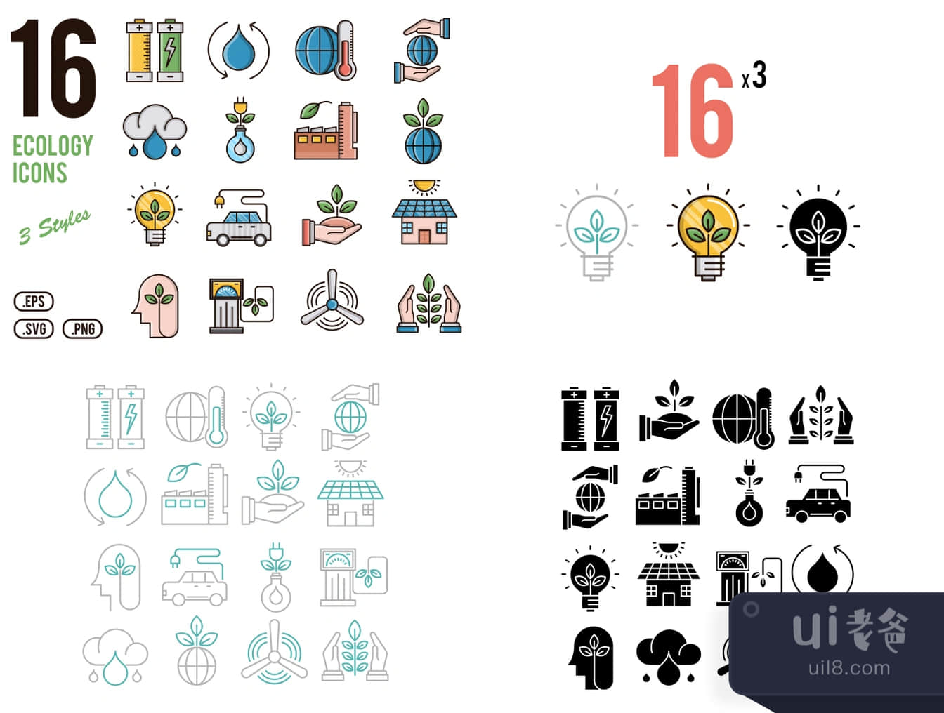 16个生态学图标 (16 Ecology Icons)插图1
