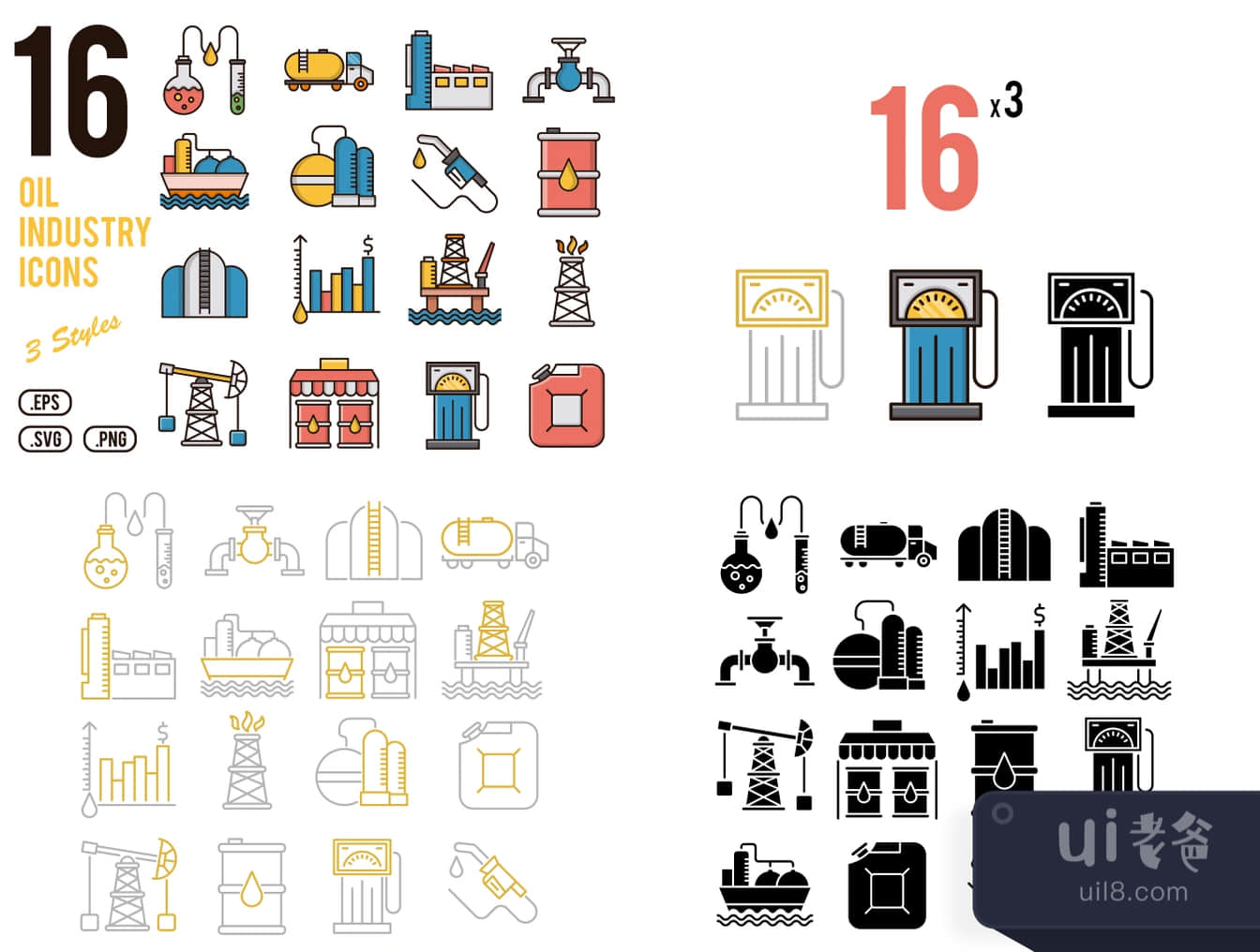 16个石油工业图标 (16 Oil Industry Icons)插图1