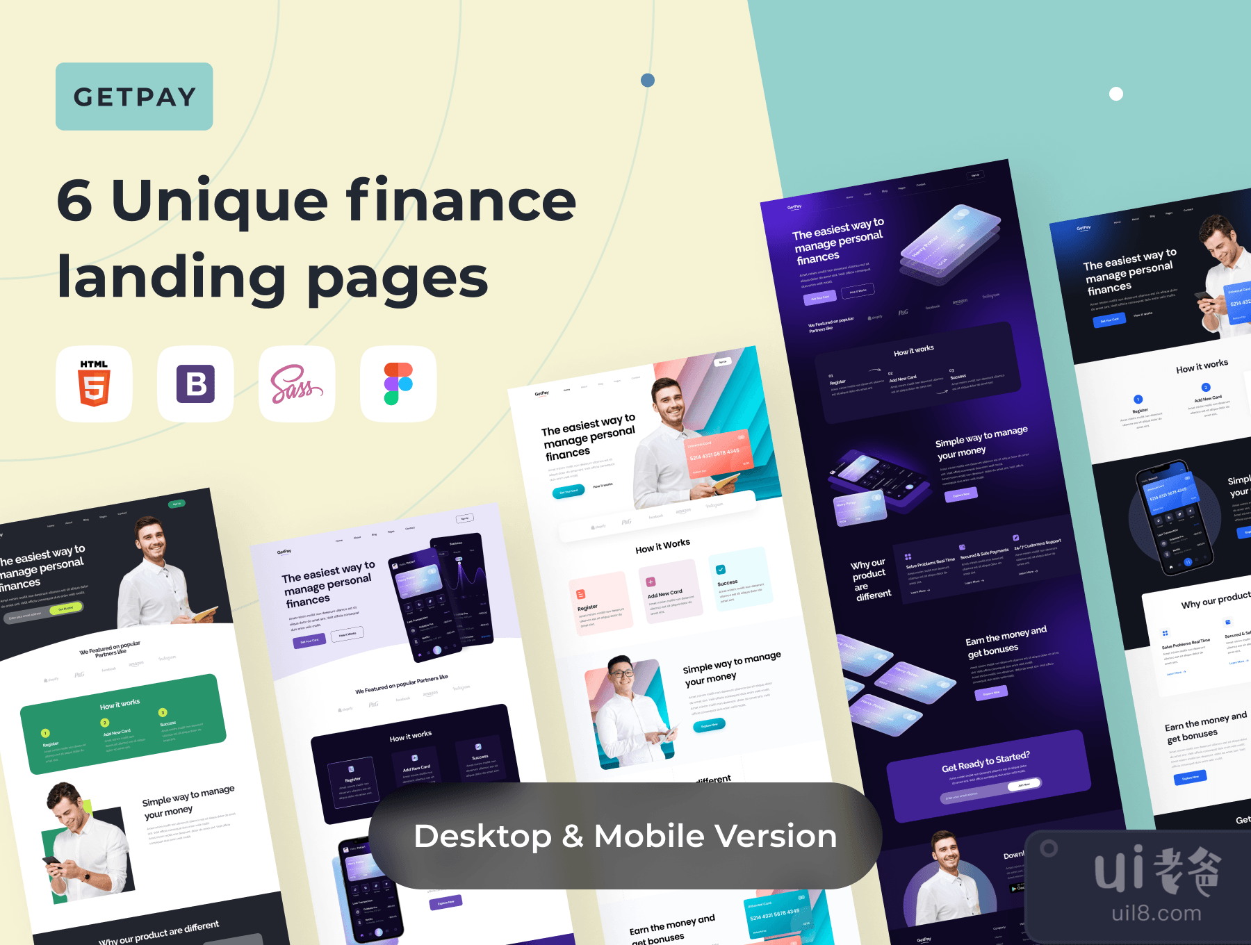 GetPay - 6个独特的金融登陆页面 (GetPay - 6 Unique Finance Landing Pages)插图4