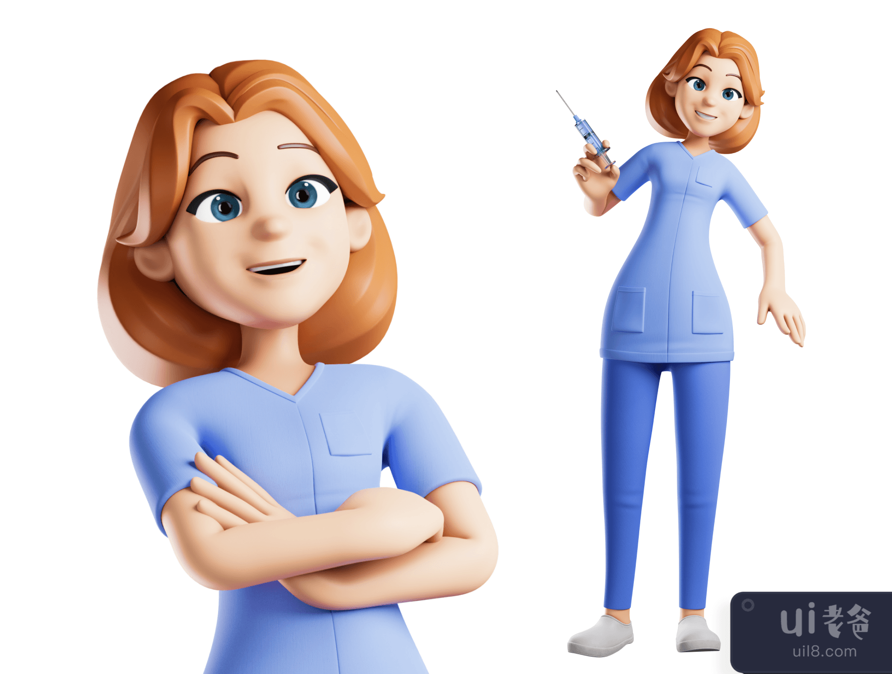 3D人物护士Figma - Blender UI KIT (3D Character Nurse Figma - Blender UI KIT)插图2