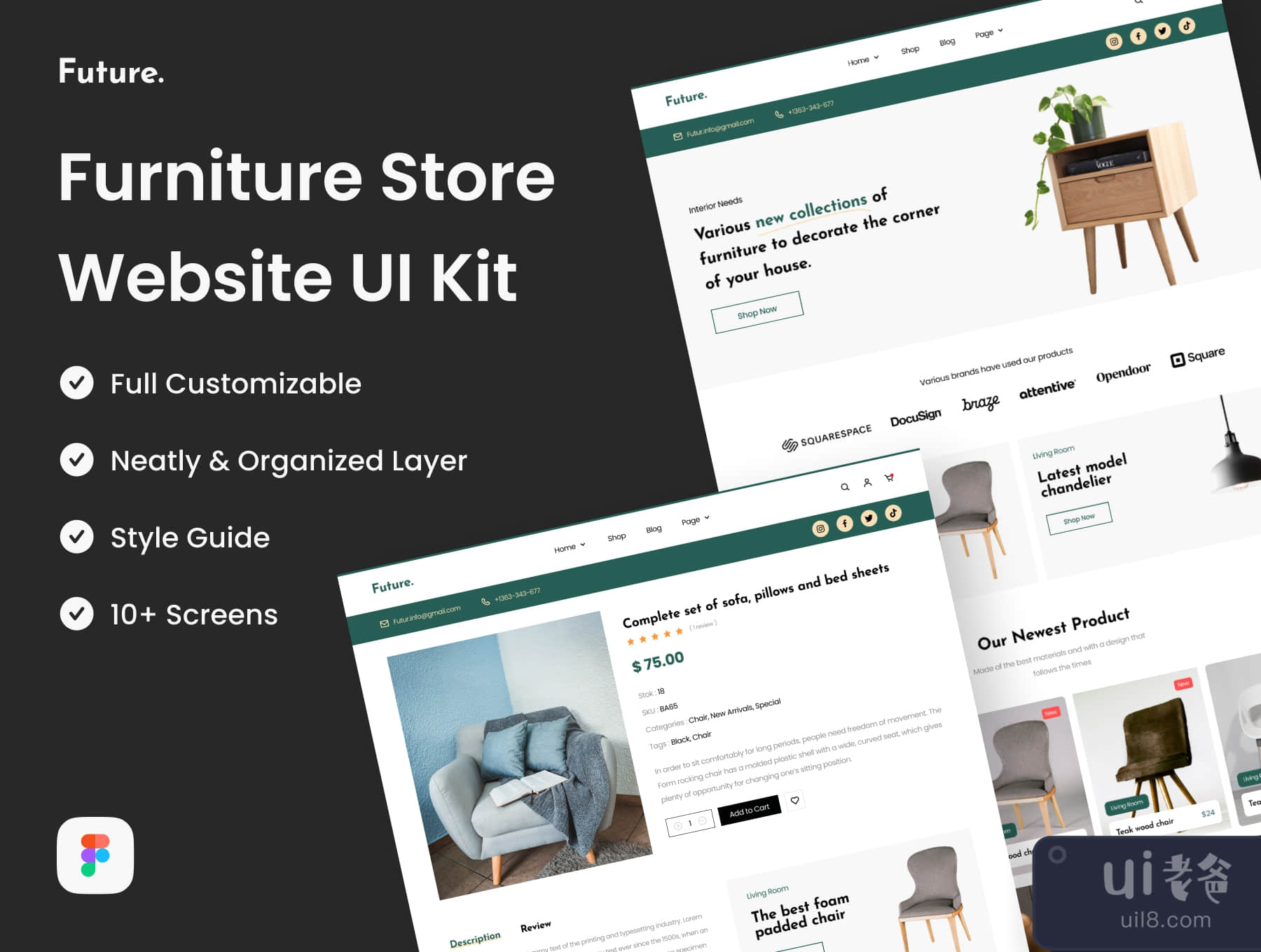 Future - 家具店网站UI套件 (Future - Furniture Store Website UI Kit)插图2