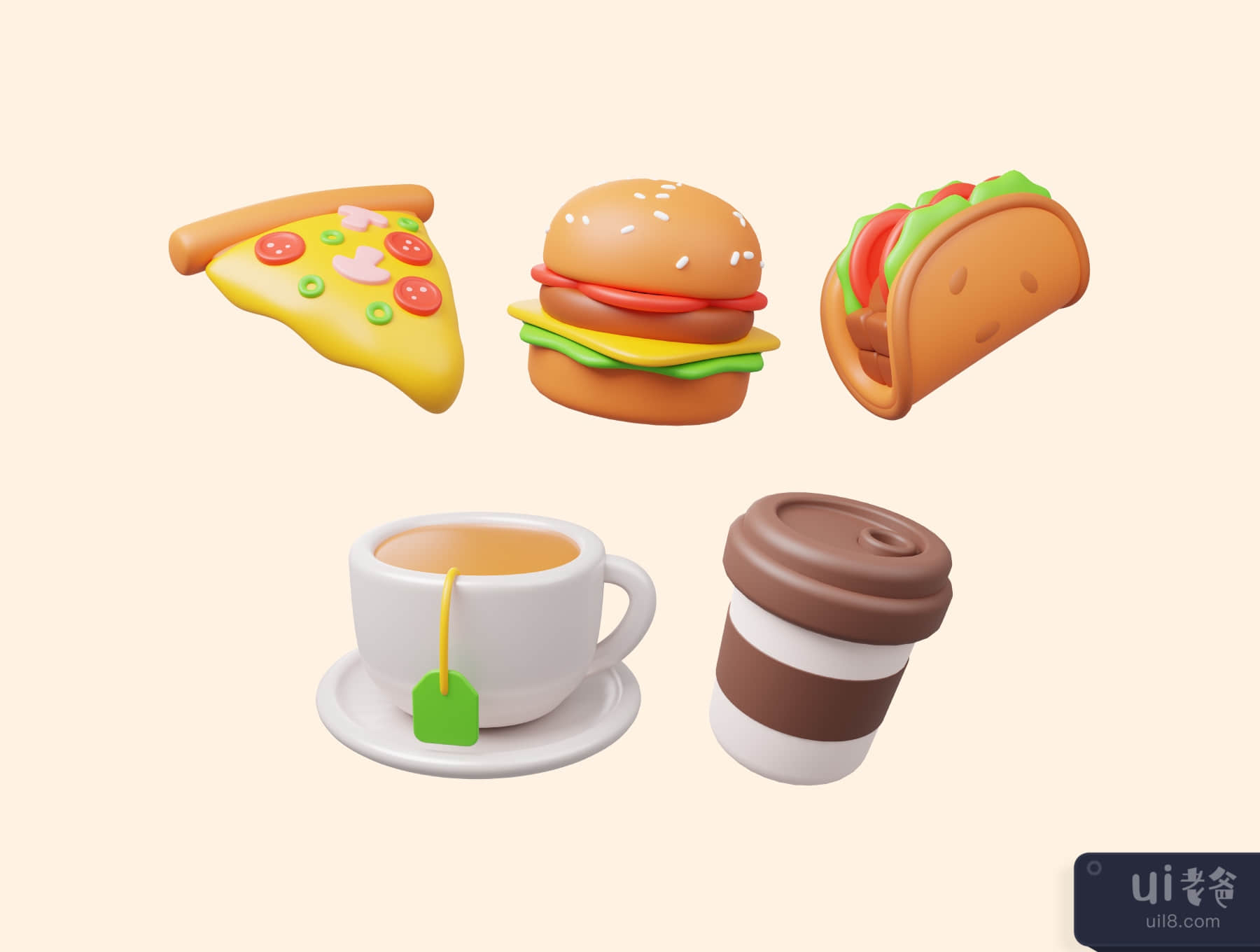 食品和饮料3D图标包 (Food and Drink 3D Icon Pack)插图5