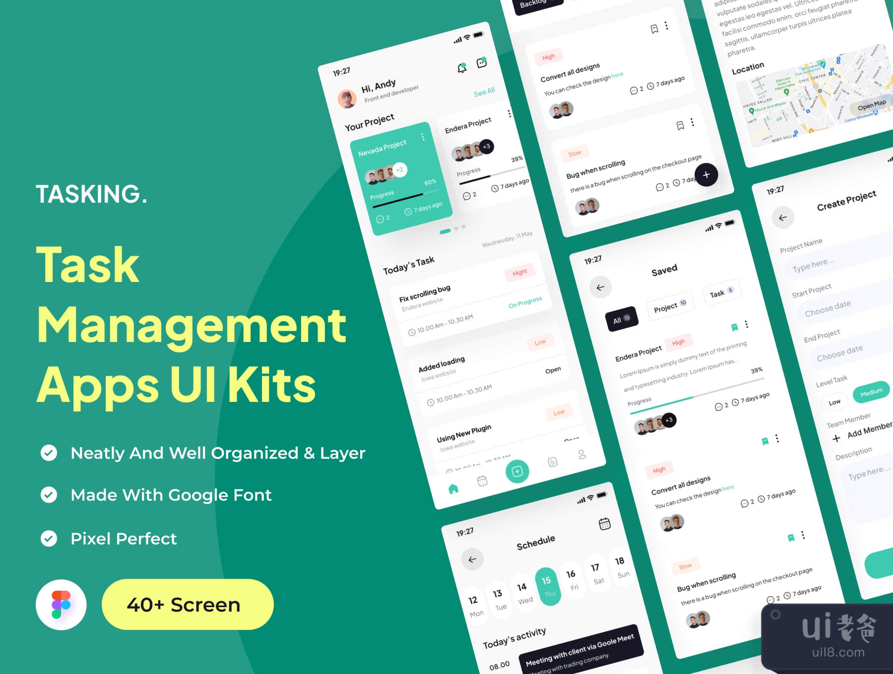 任务分配 - 任务管理应用程序UI套件 (Tasking - Task Management Apps UI Kits)插图