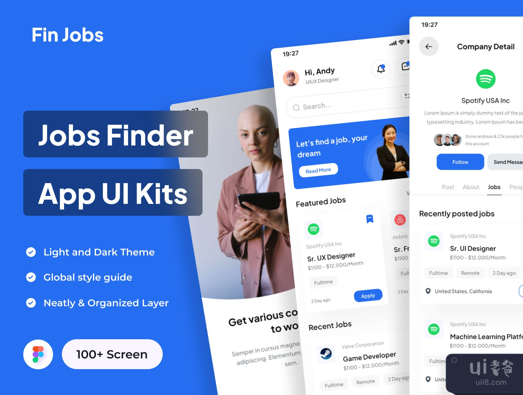 Fin Jobs - 找工作的应用程序UI套件 (Fin Jobs - Jobs Finder App UI Kits)插图