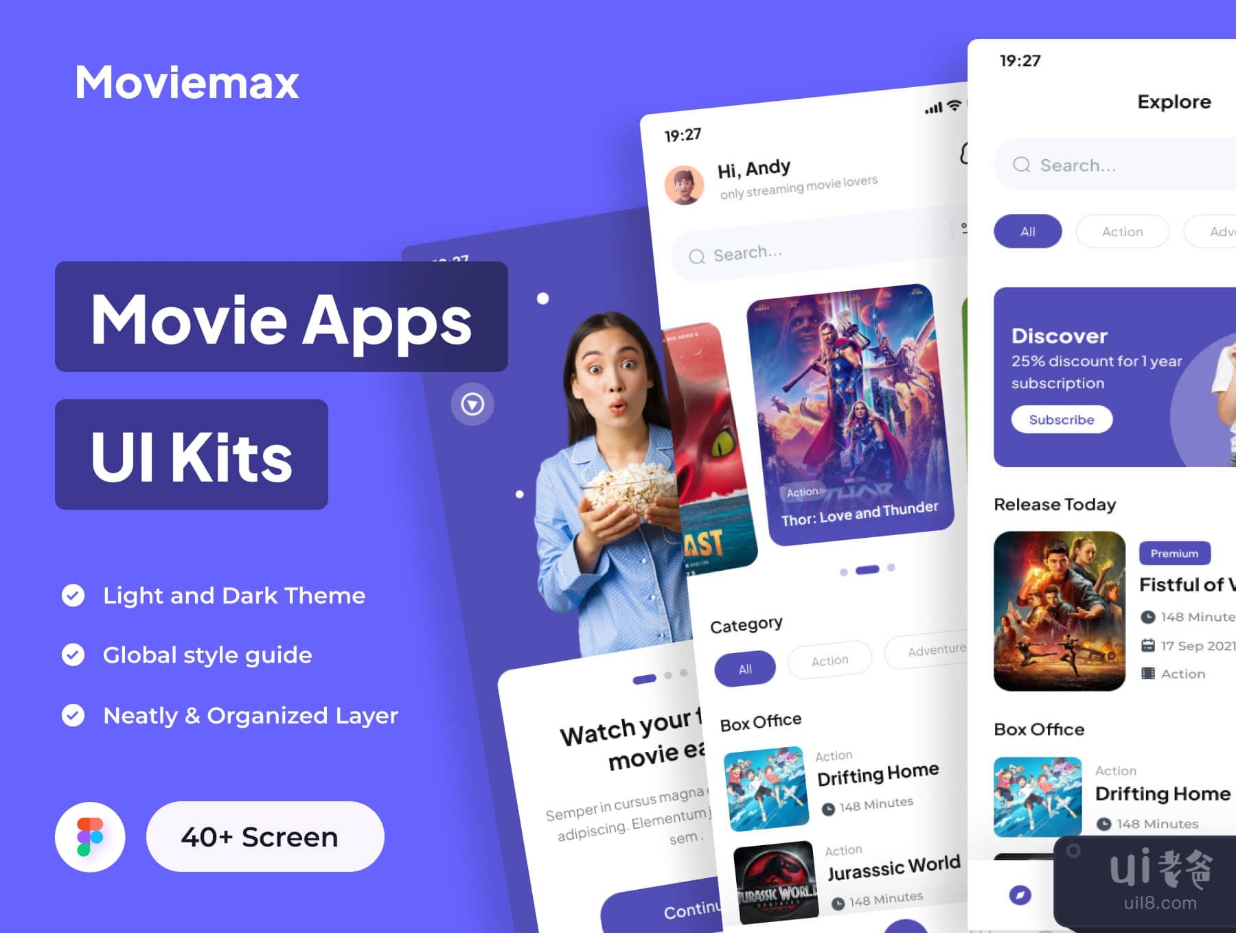 Moviemax - 电影应用UI套件 (Moviemax - Movie Apps UI Kits)插图