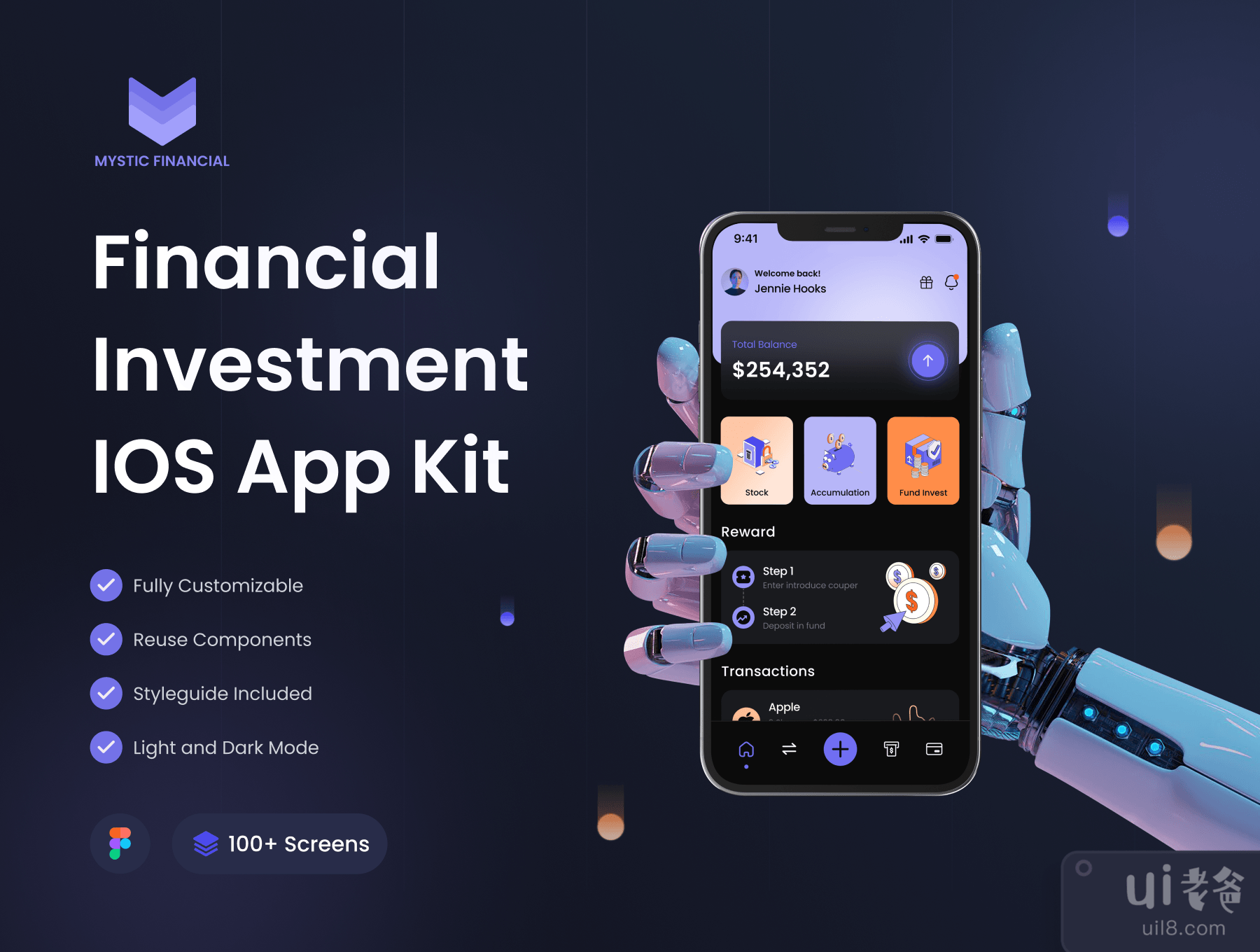金融投资移动应用UI包 (Financial Investment Mobile App UI Kit)插图