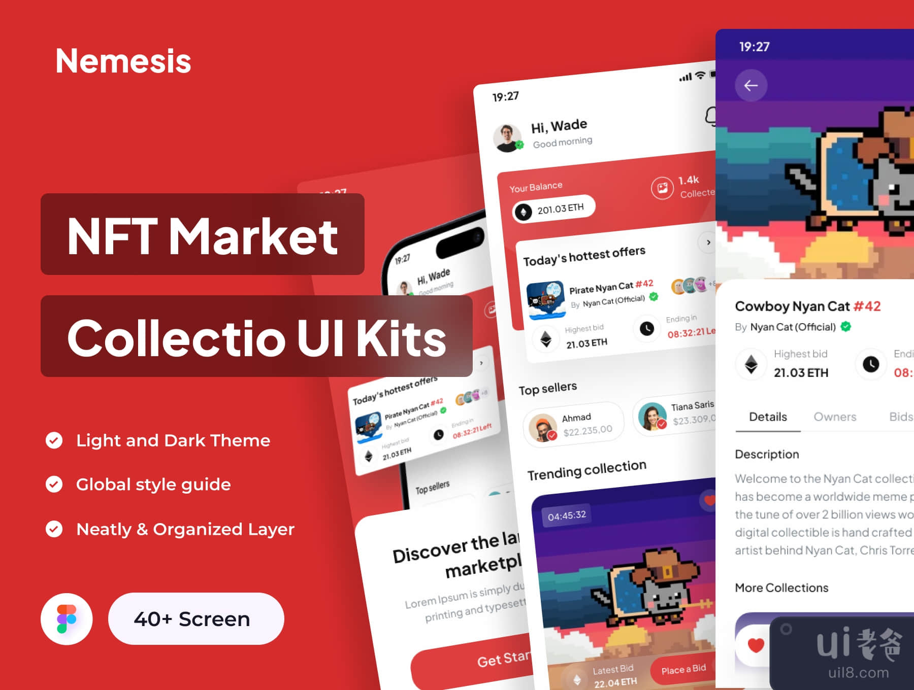 Nemesis - NFT市场集合应用UI设计套件 (Nemesis - NFT Market Collection Apps UI Kits)插图