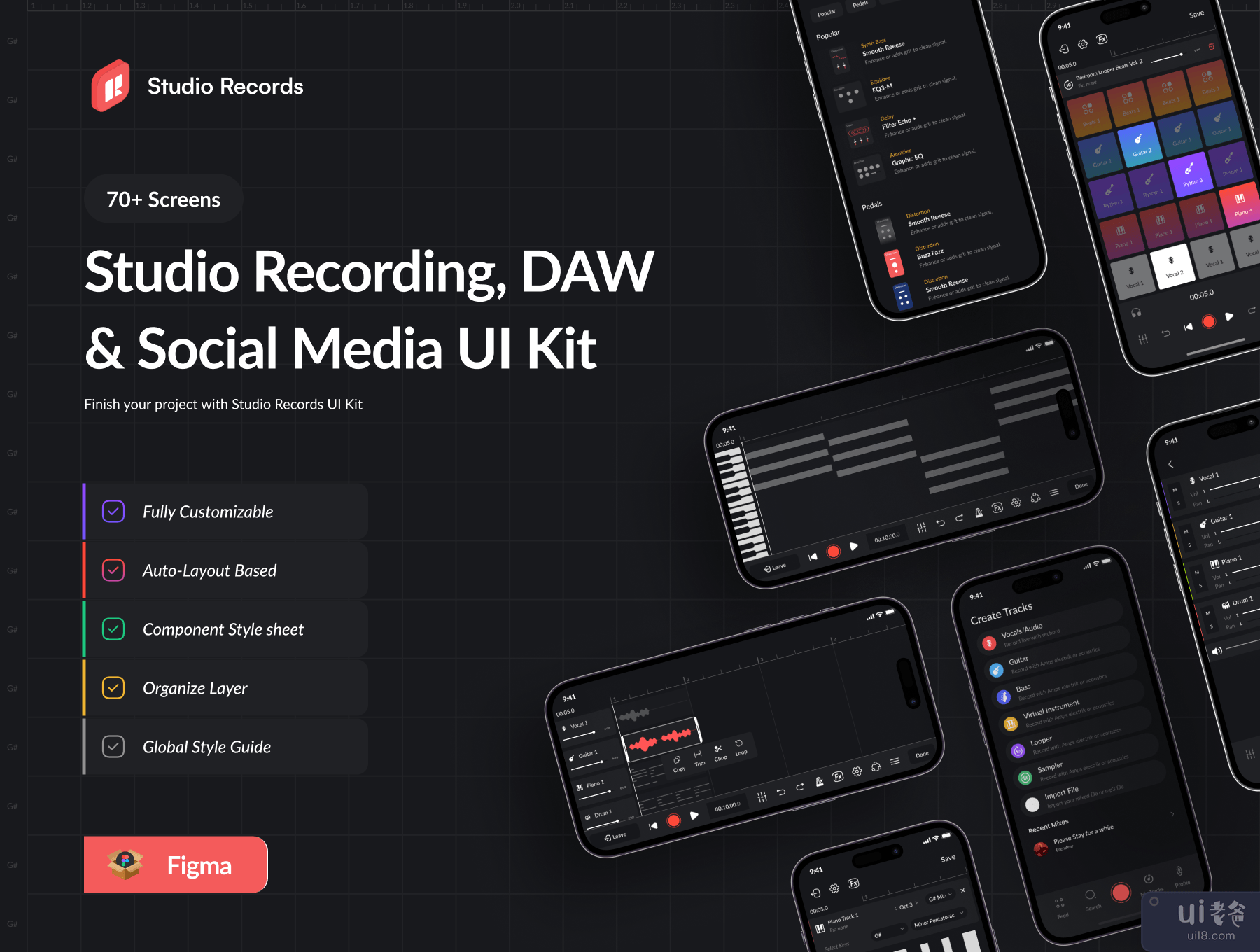 工作室记录 DAW UI 工具包 (Studio Records DAW UI Kit)插图5
