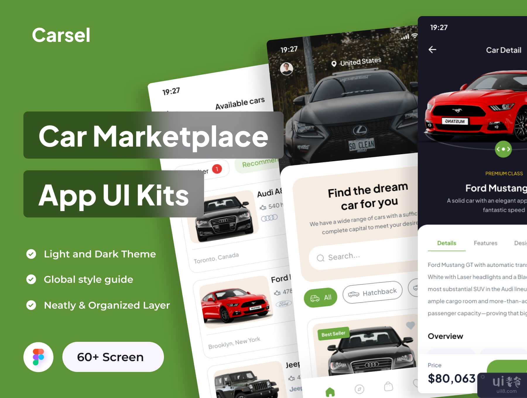 Carsel - 汽车市场应用程序 UI 工具包 (Carsel - Car Marketplace App UI Kits)插图5