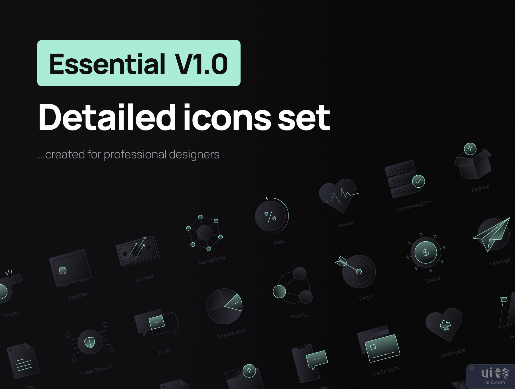 必备 V1.0 详细图标集 (Essential V1.0 Detailed Icons Set)插图5