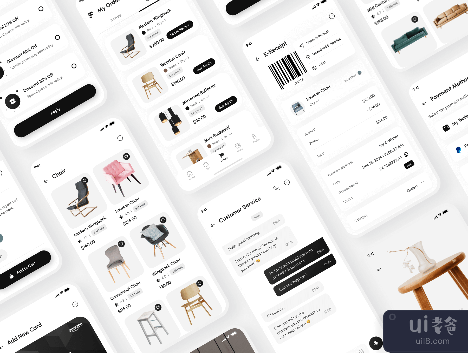 Funica - 家具电子商务应用UI套件(Funica - Furniture E-Commerce App UI Kit)插图5