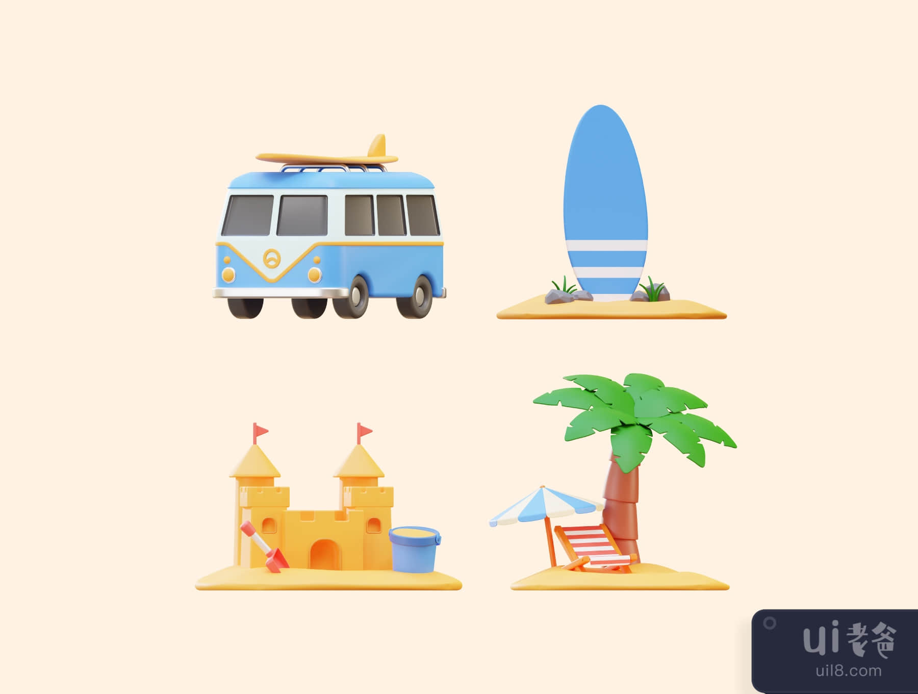 暑假3D图标包 (Summer Vacation 3D Icon Pack)插图3