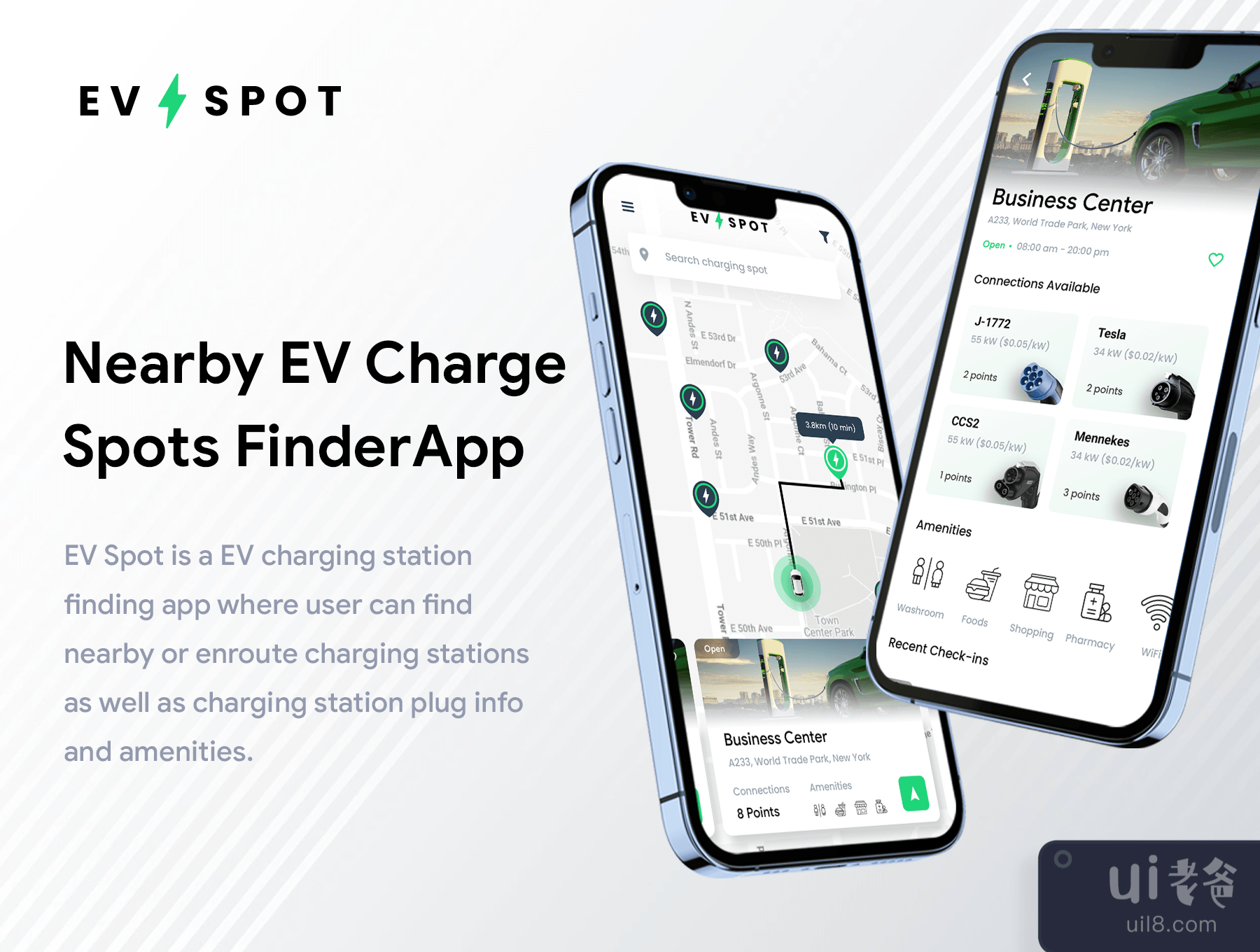 电动汽车充电站搜索应用UI XD文件EV Spot (EV Charging Station Finder App UI XD File EV Spot)插图1