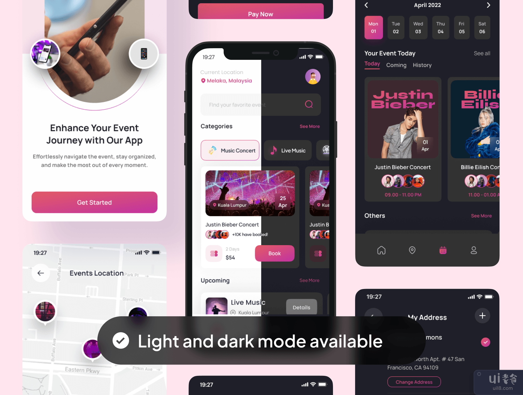 Evinly - 活动移动应用程序 UI 工具包 (Evinly - Event Mobile Apps UI Kits)插图1