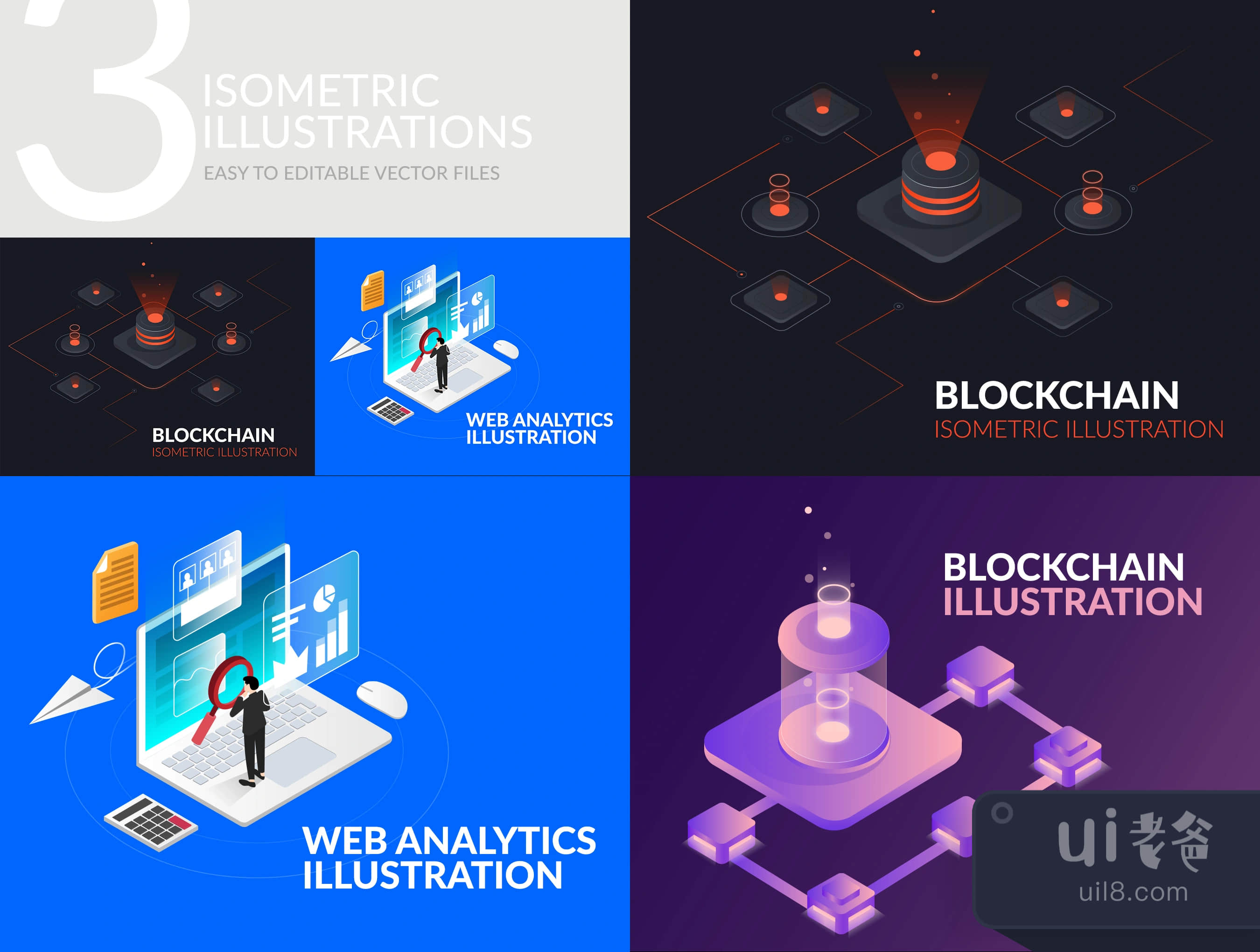 3张等距插图 (3 Isometric Illustrations)插图1