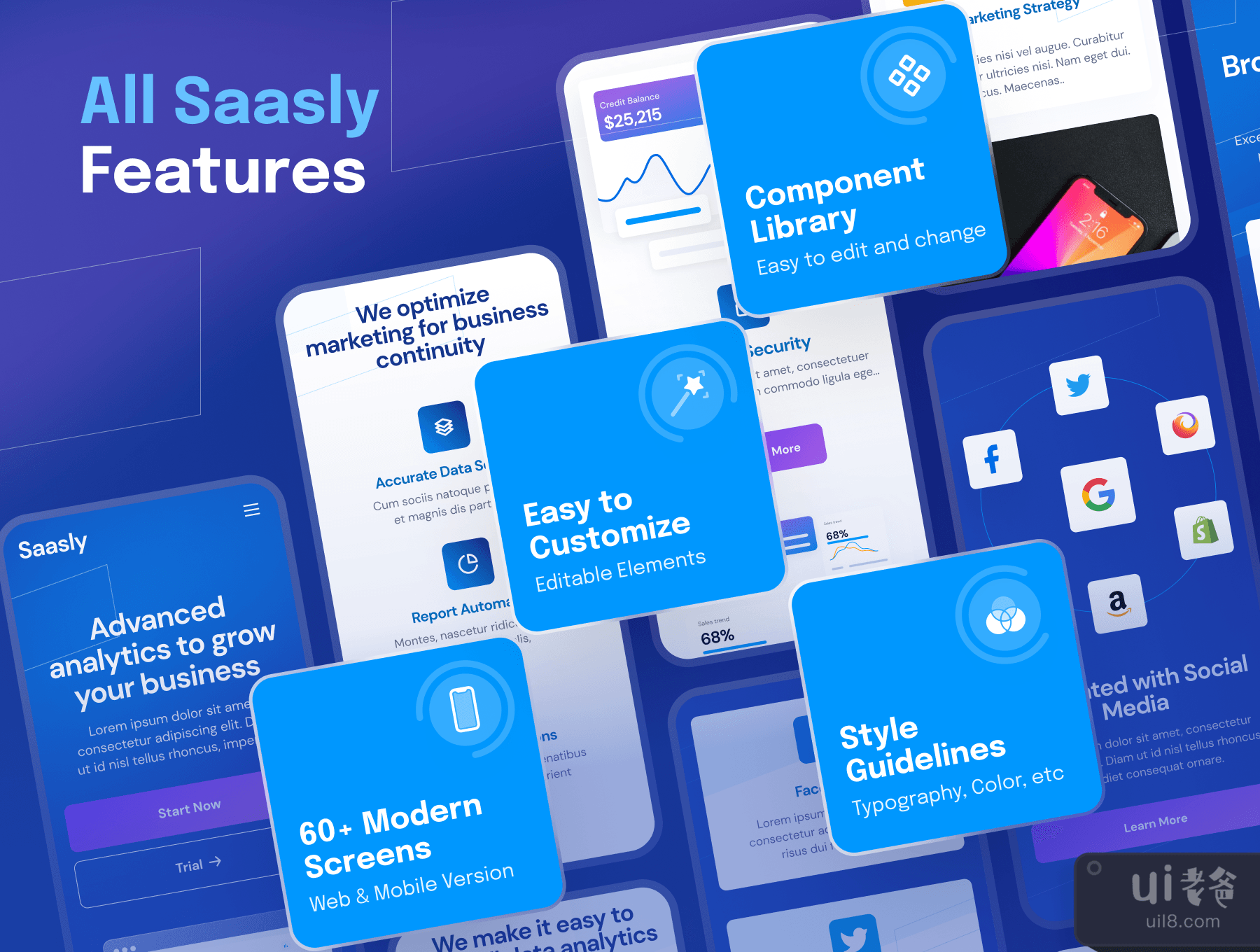 Saasly - 网站和移动UI工具包 (Saasly - Website and Mobile UI Kit)插图2