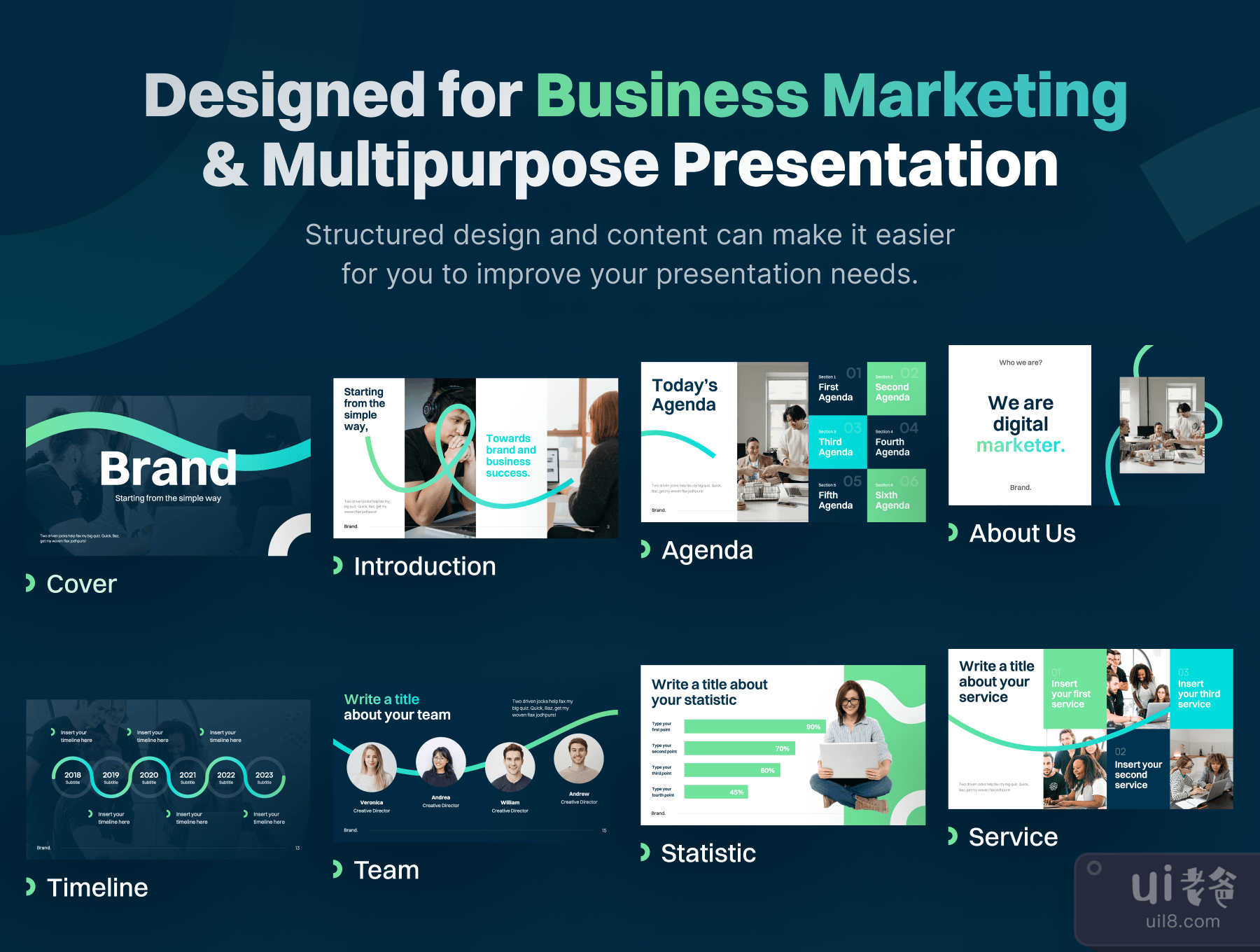 Brandly - 商业营销PowerPoint演示文稿模板 (Brandly - Business Marketing PowerPoint Presentation Template)插图2