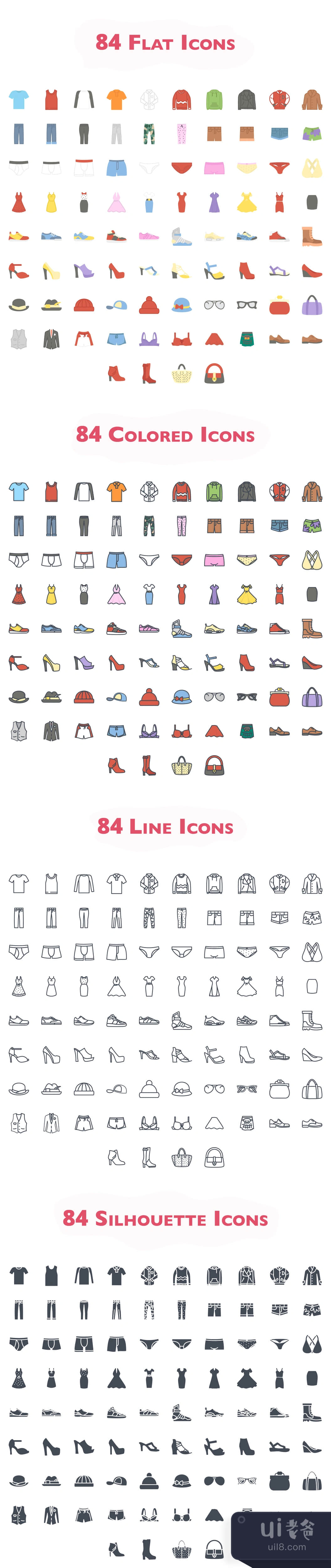 336个衣服图标 (336 Clothes Icons)插图