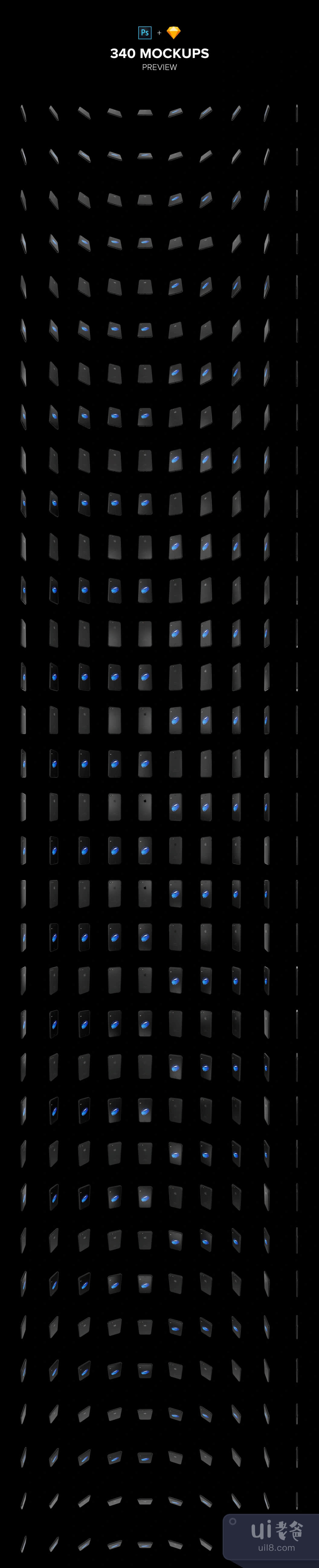 340个iPhone7喷漆黑的模拟图 (340 iPhone 7 Jet Black Mockups插图