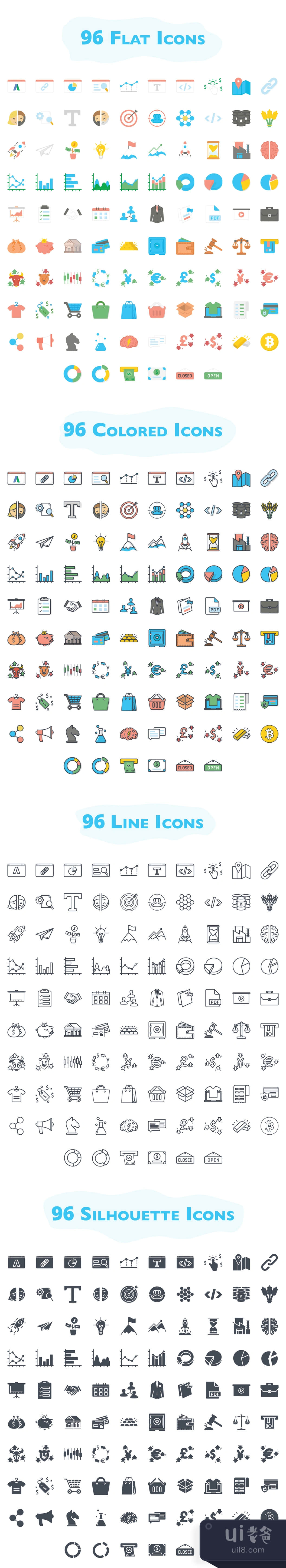 384个商业图标 (384 Business Icons)插图