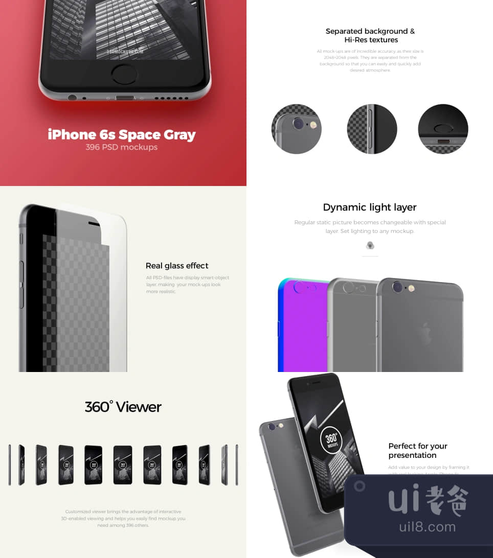 396个iPhone 6s太空灰模拟图 (396 iPhone 6s Space Gray mock插图1