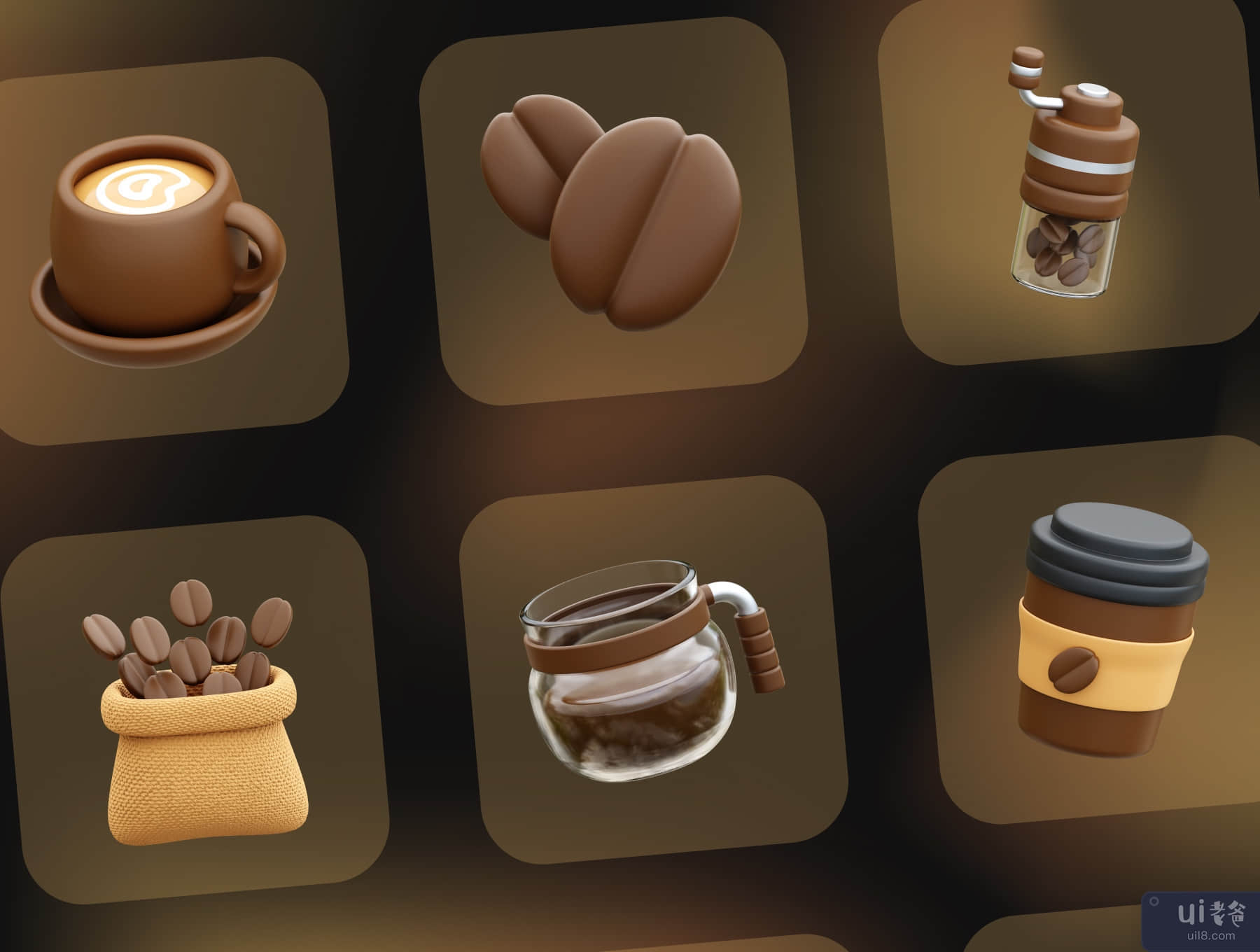 咖啡 3D 图标 (Coffee 3D Icons)插图3