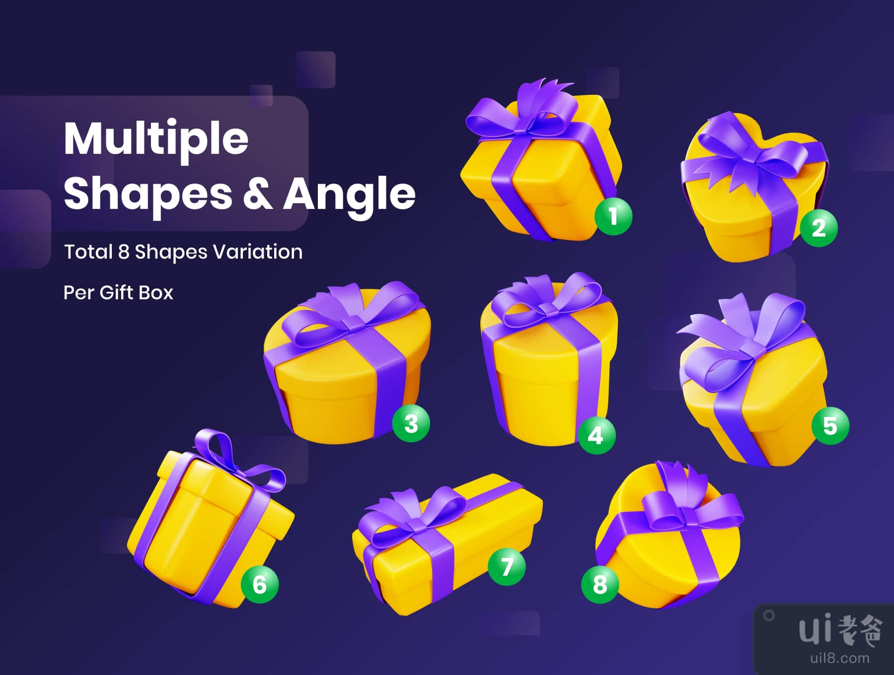 礼品盒 - 三维插图 (Gift Boxes - 3D Illustration)插图3