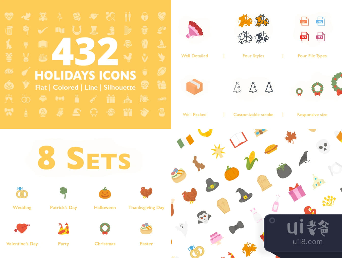 432个假日图标 (432 Holidays Icons)插图