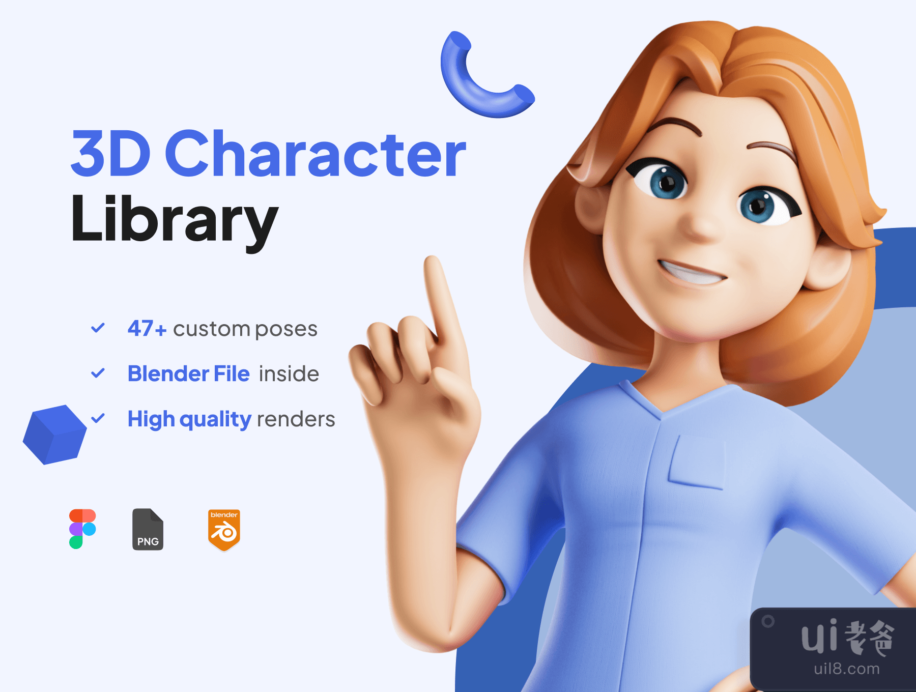 3D人物护士Figma - Blender UI KIT (3D Character Nurse Figma - Blender UI KIT)插图