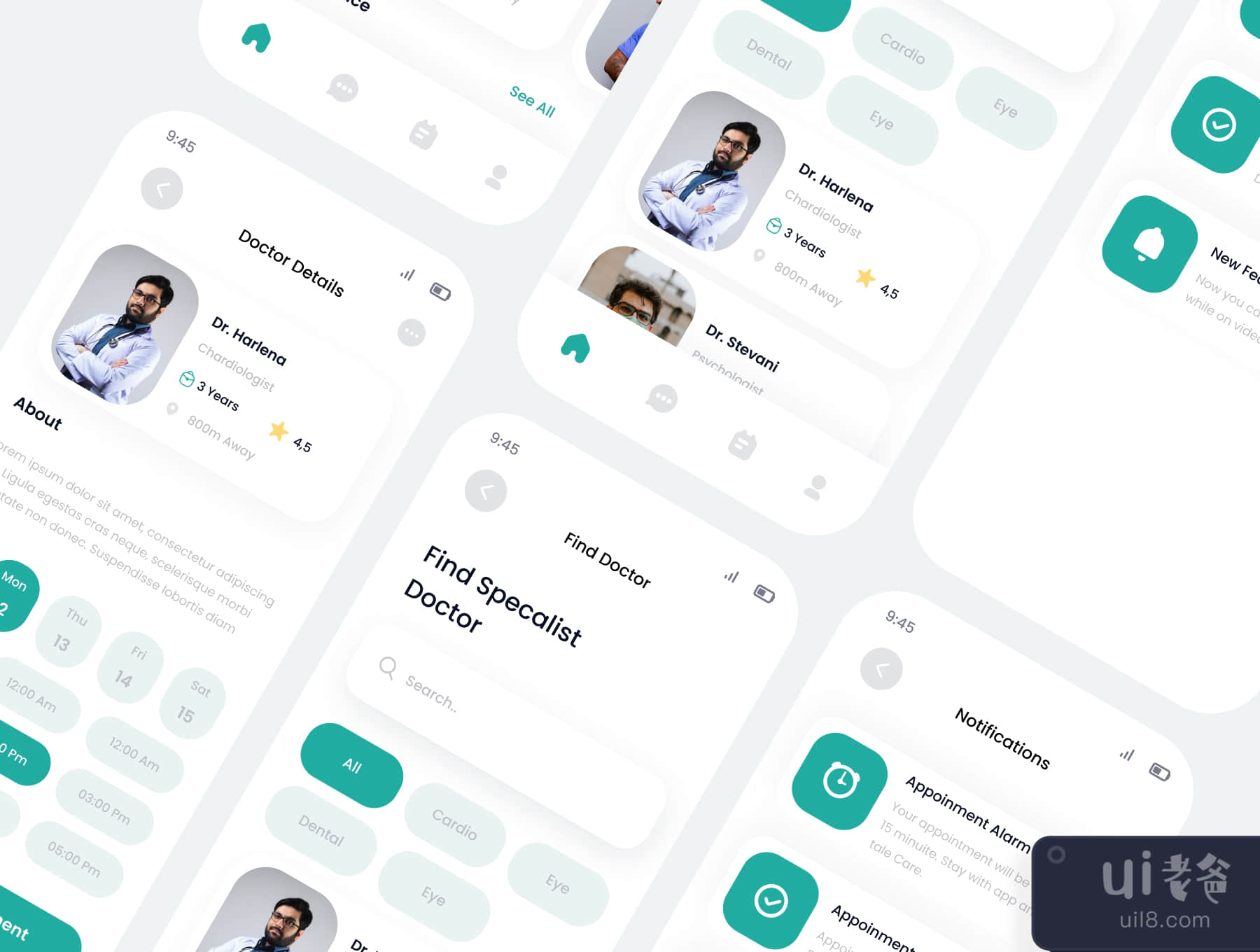 Doctox医生预约移动应用的ui工具包模板 (Doctox doctor appoinment mobile app ui kits template)插图