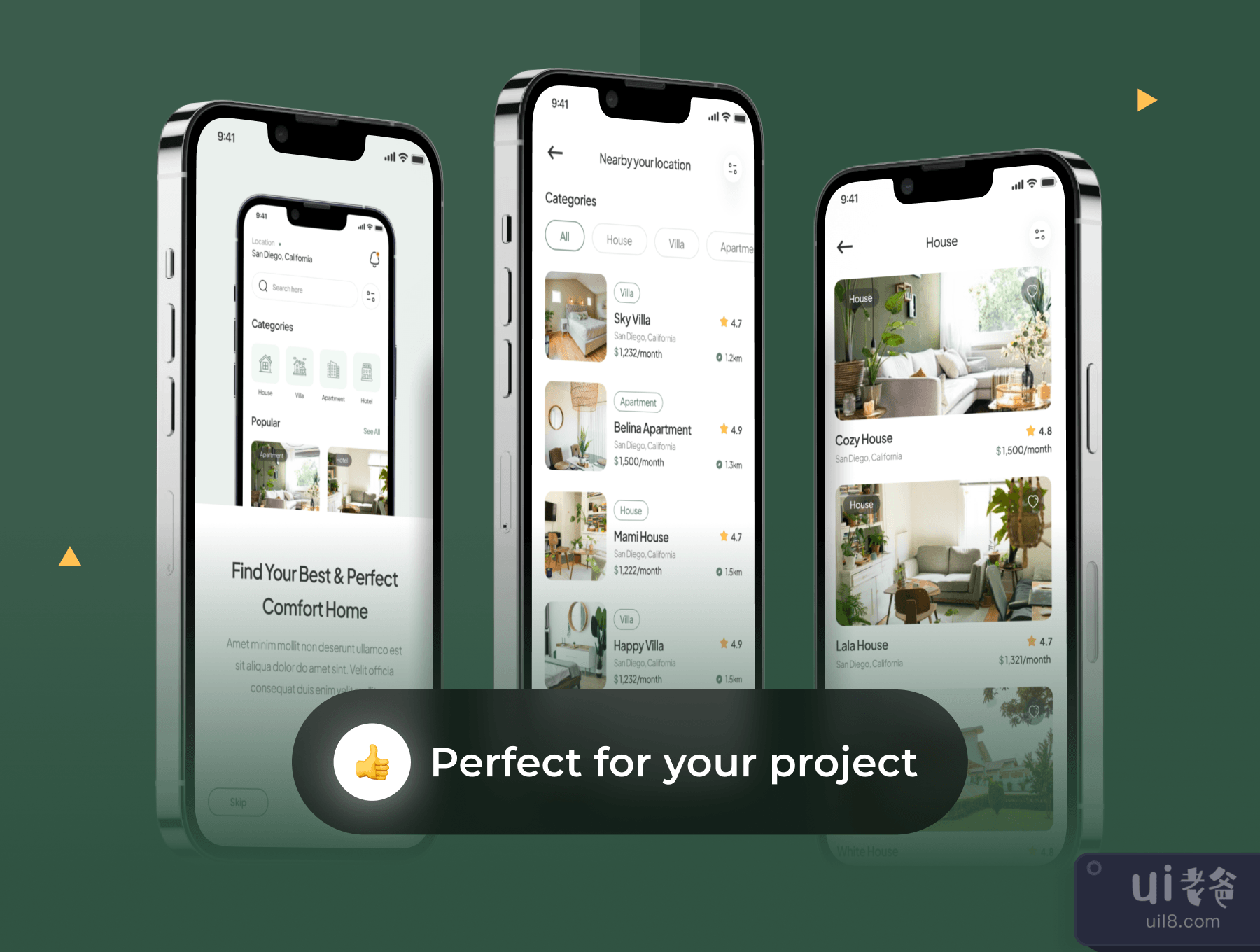 Romahku - 房地产应用UI工具包 (Romahku - Real Estate App UI Kit)插图4