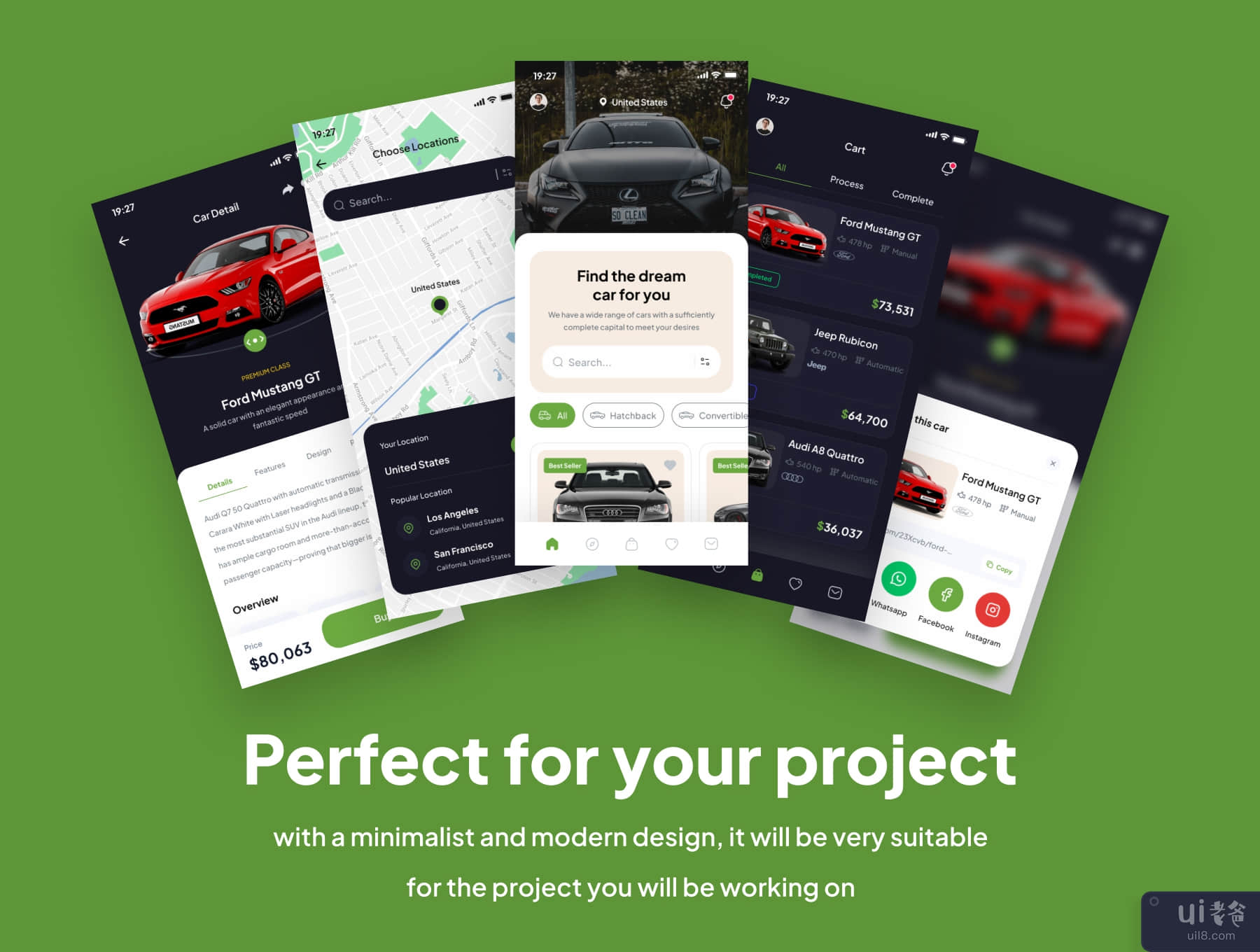 Carsel - 汽车市场应用程序 UI 工具包 (Carsel - Car Marketplace App UI Kits)插图2