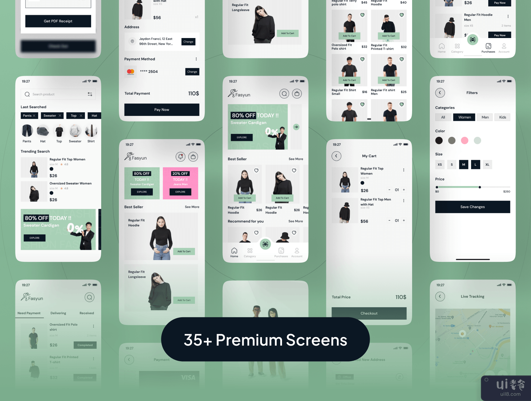 FASYUN - 时尚移动应用程序 UI 工具包 (FASYUN - Fashion Mobile App UI Kit)插图2
