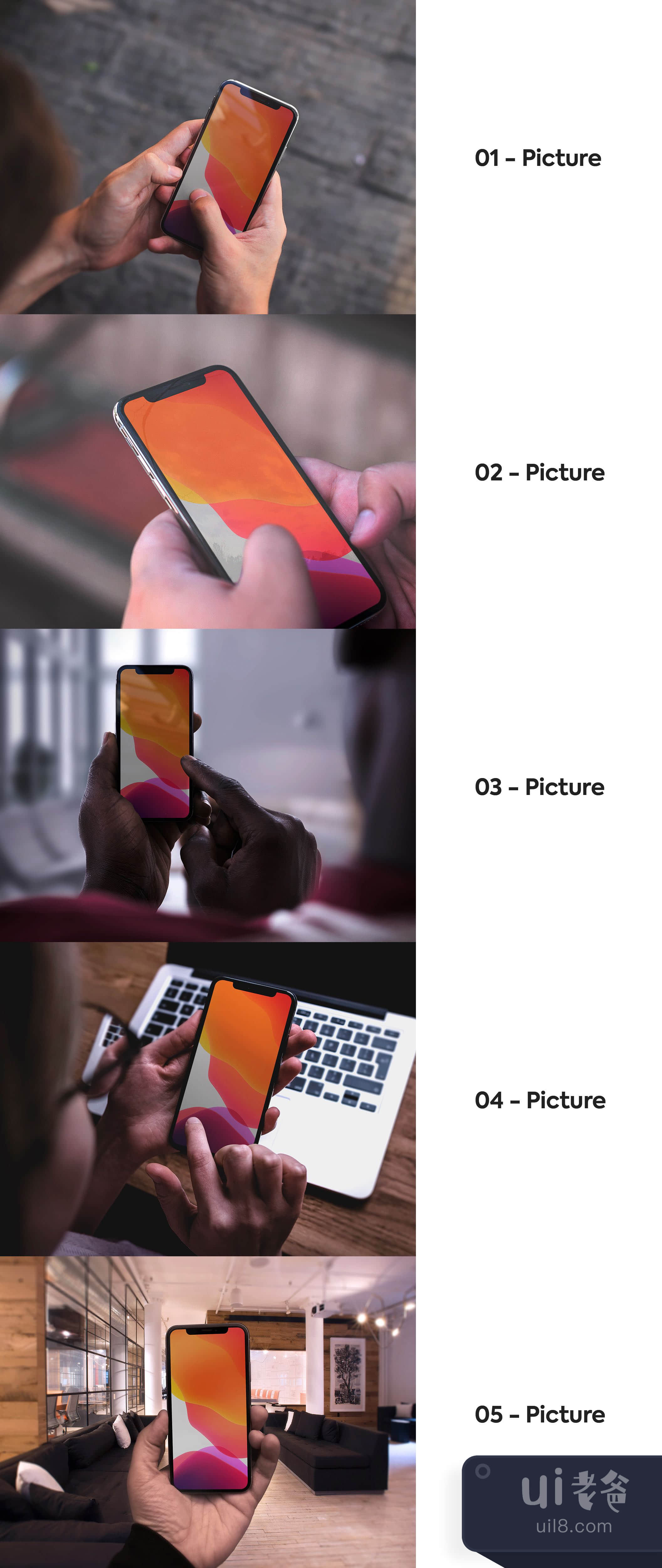 5张iPhone X的手部模拟图 (5 iPhone X in hand mockups)插图