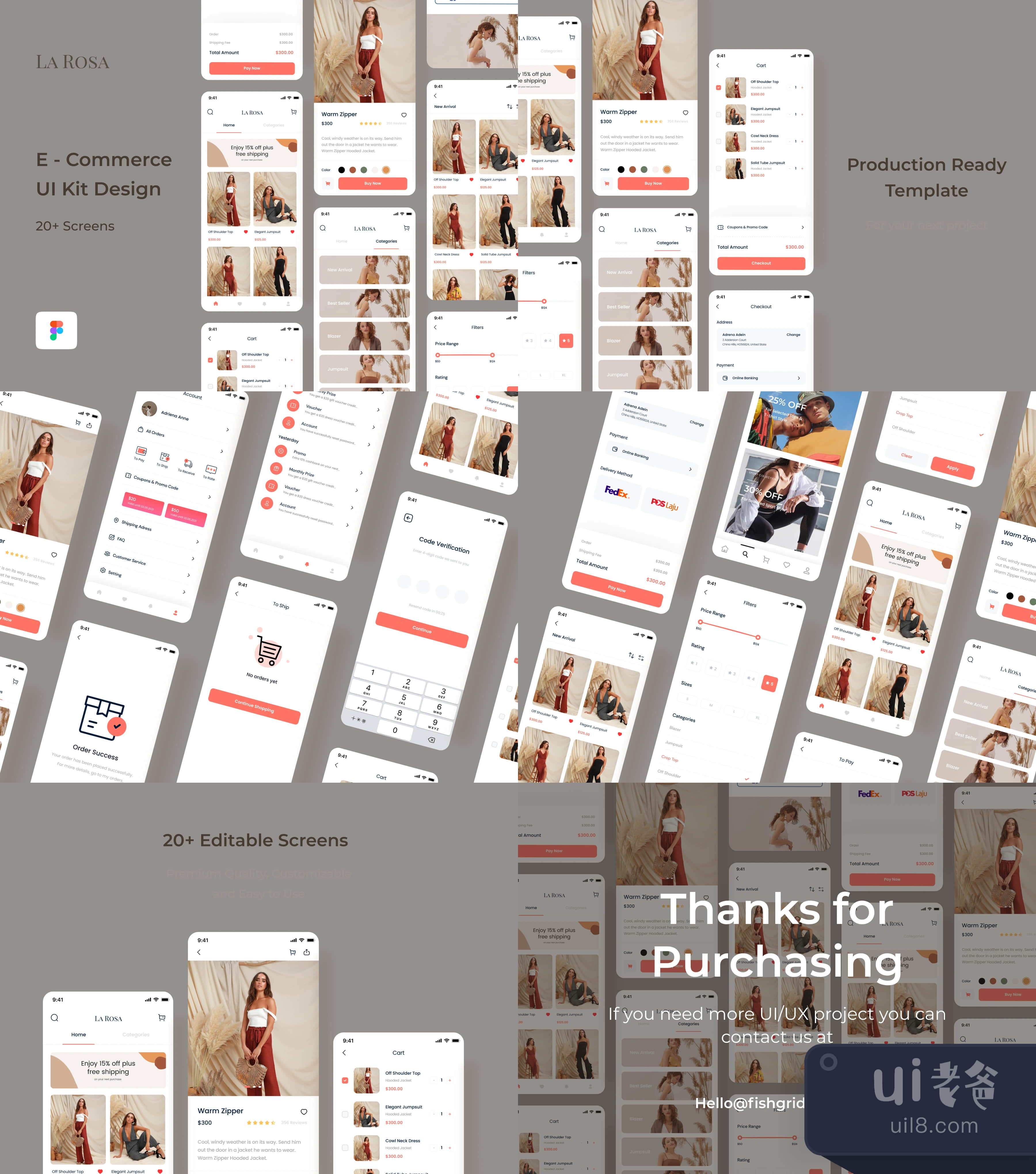 La Rosa - 在线商店应用程序UI工具包 (La Rosa - Online Shop App插图1