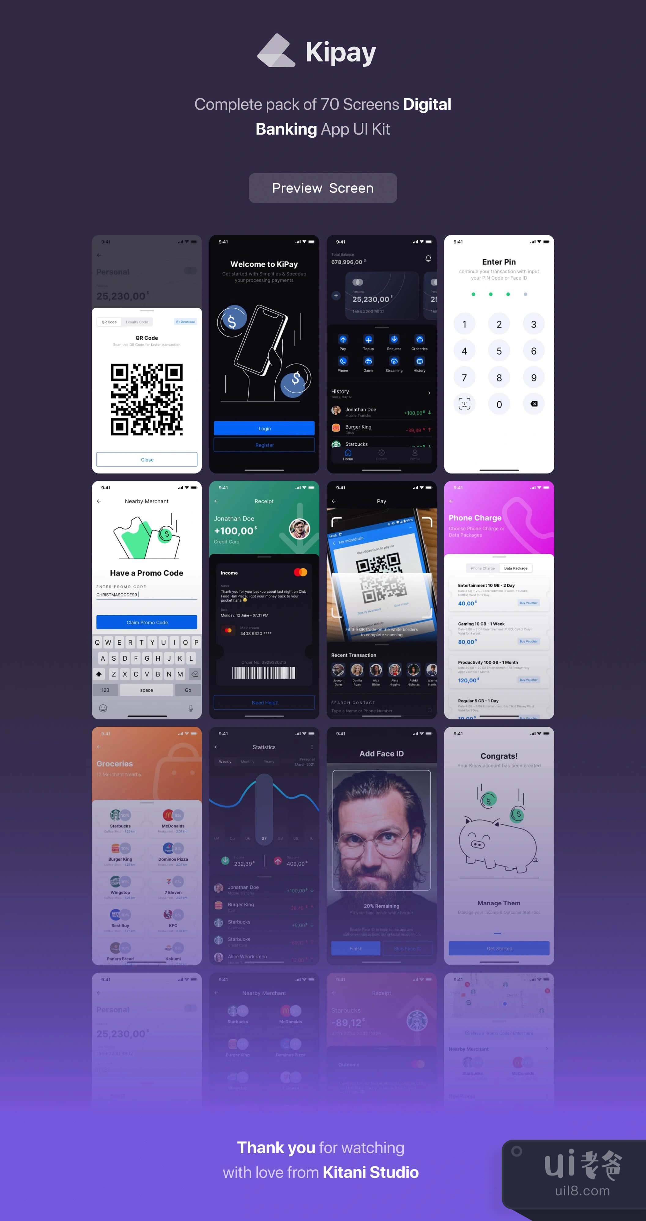 Kipay - 数字银行应用UI套件 (Kipay - Digital Banking App UI插图