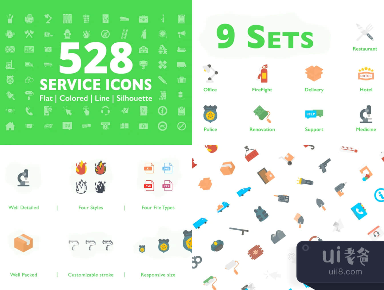 528个服务图标 (528 Service Icons)插图