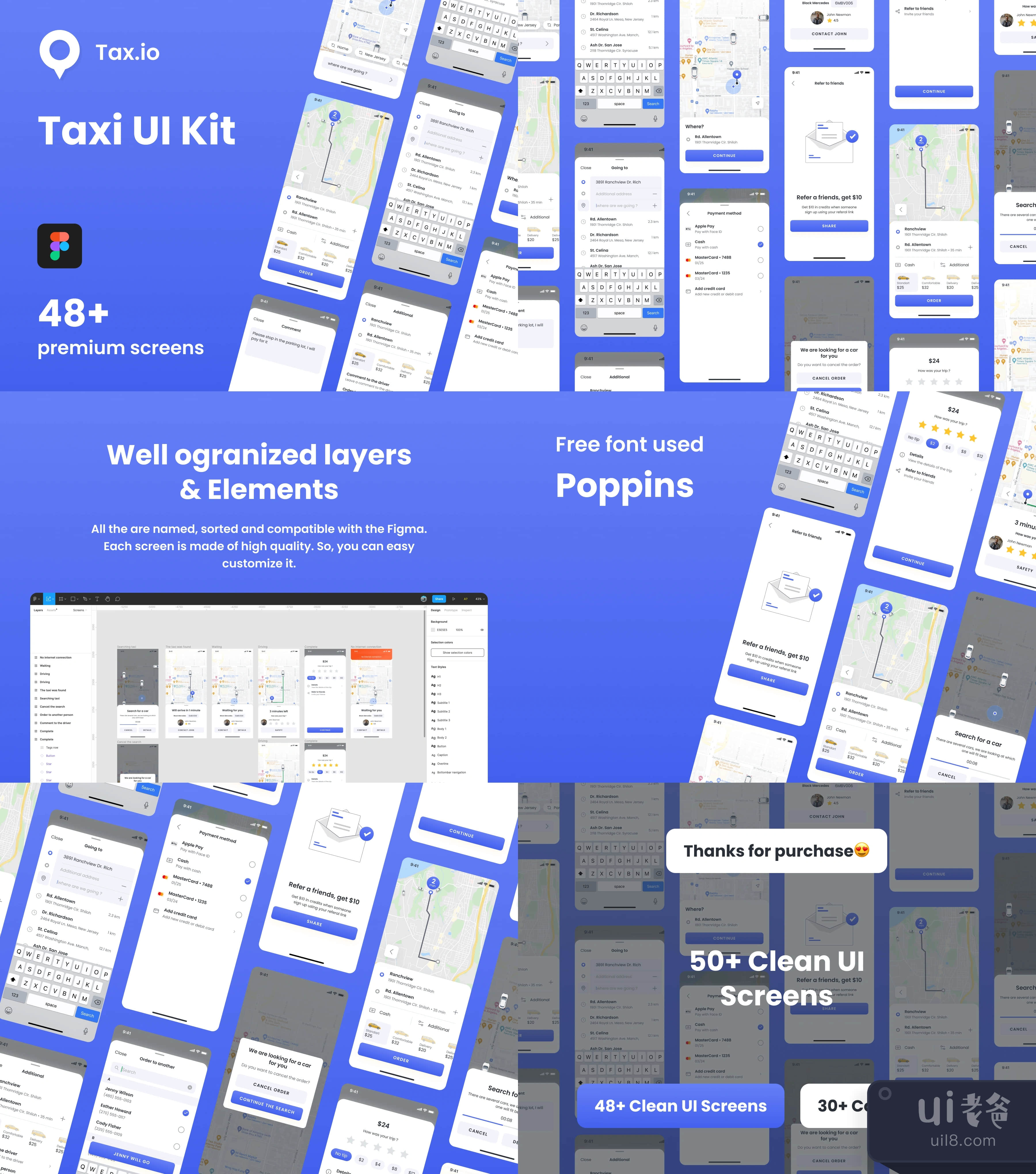 Tax.io - 出租车UI套件 (Tax.io - Taxi ui kit)插图1