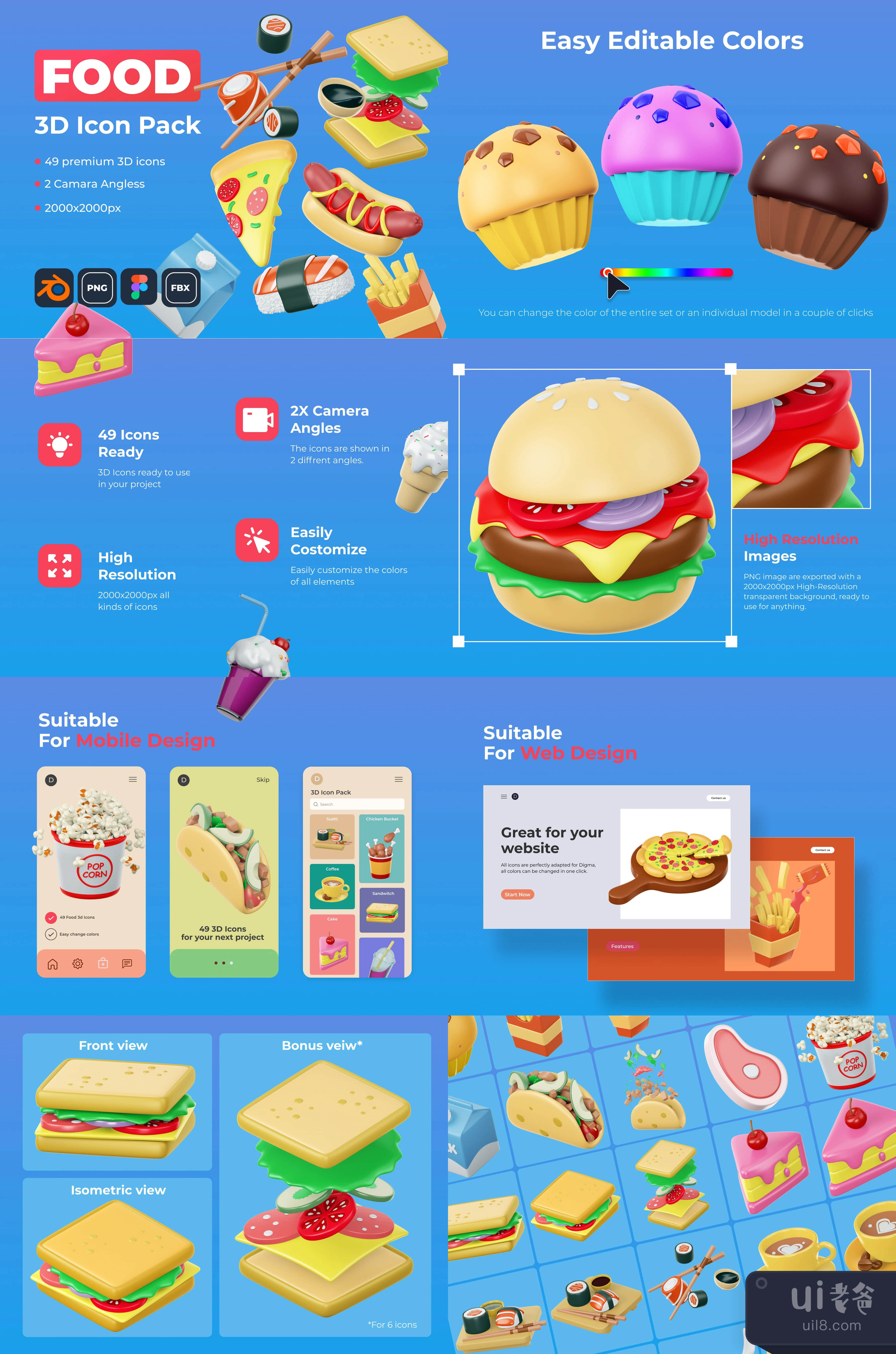 食物! 3D图标包 (FOOD! 3D Icon Pack)插图1