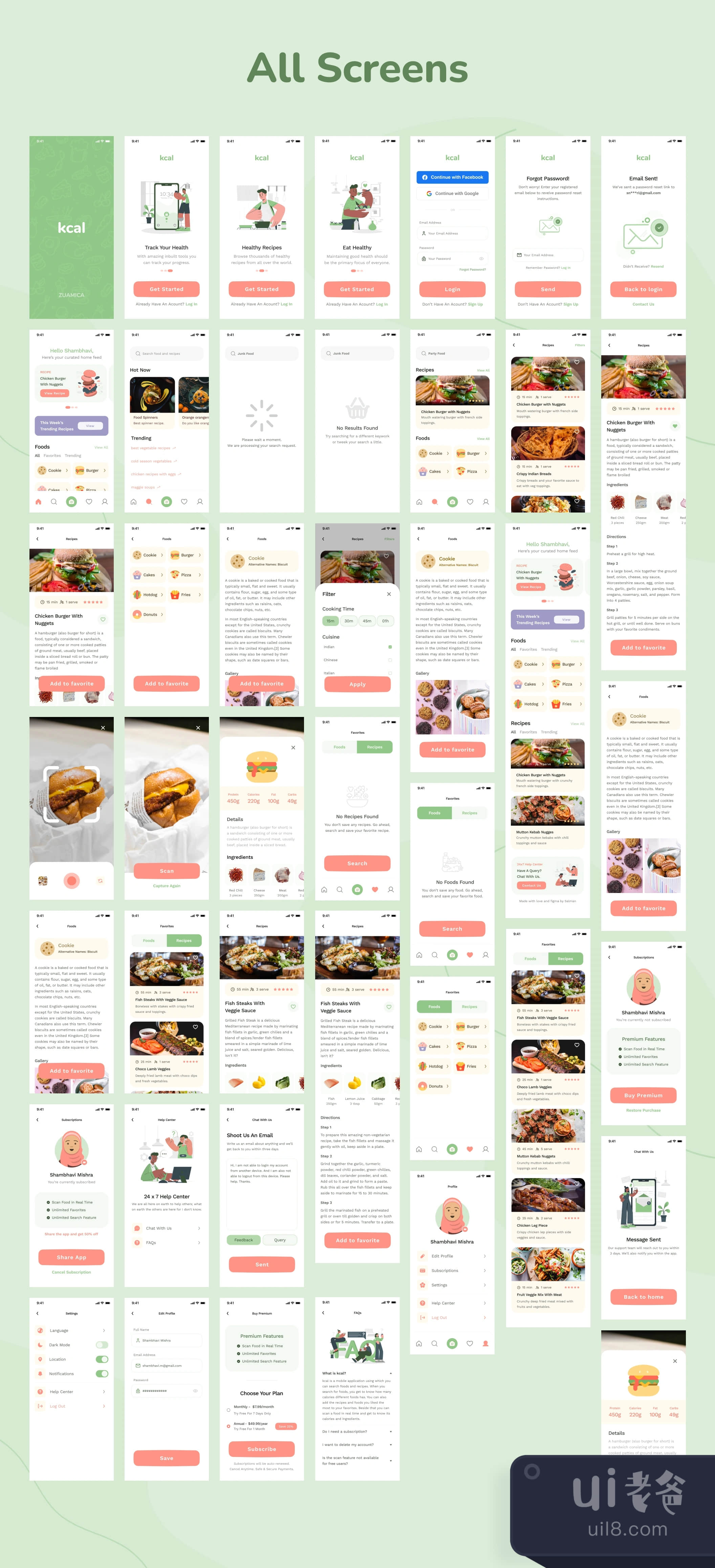 kcal - 营养应用程序UI套件 (kcal - Nutrition App UI Kit)插图