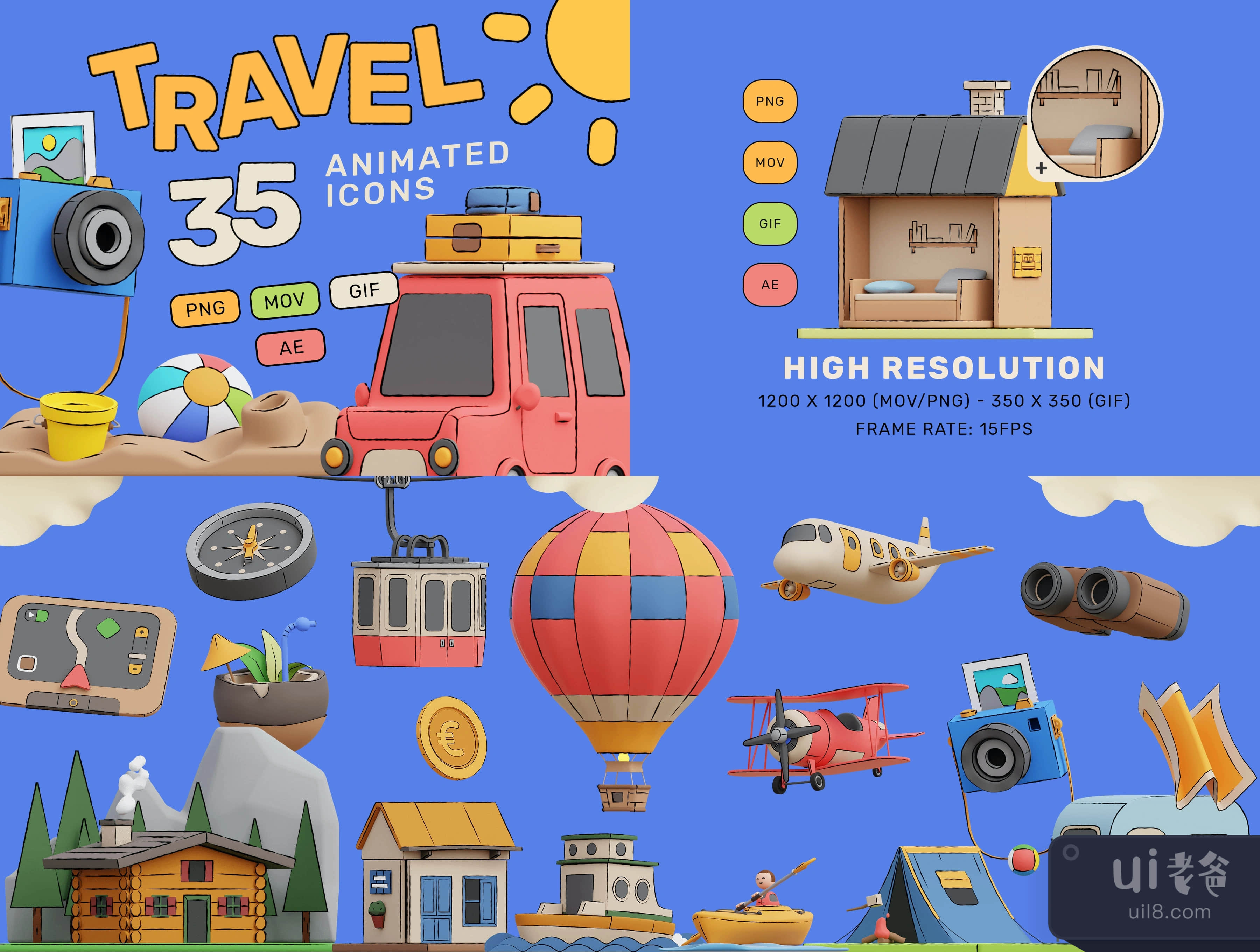 HOP! 旅游3D动画包 (HOP! Travel 3D Animated Pack)插图