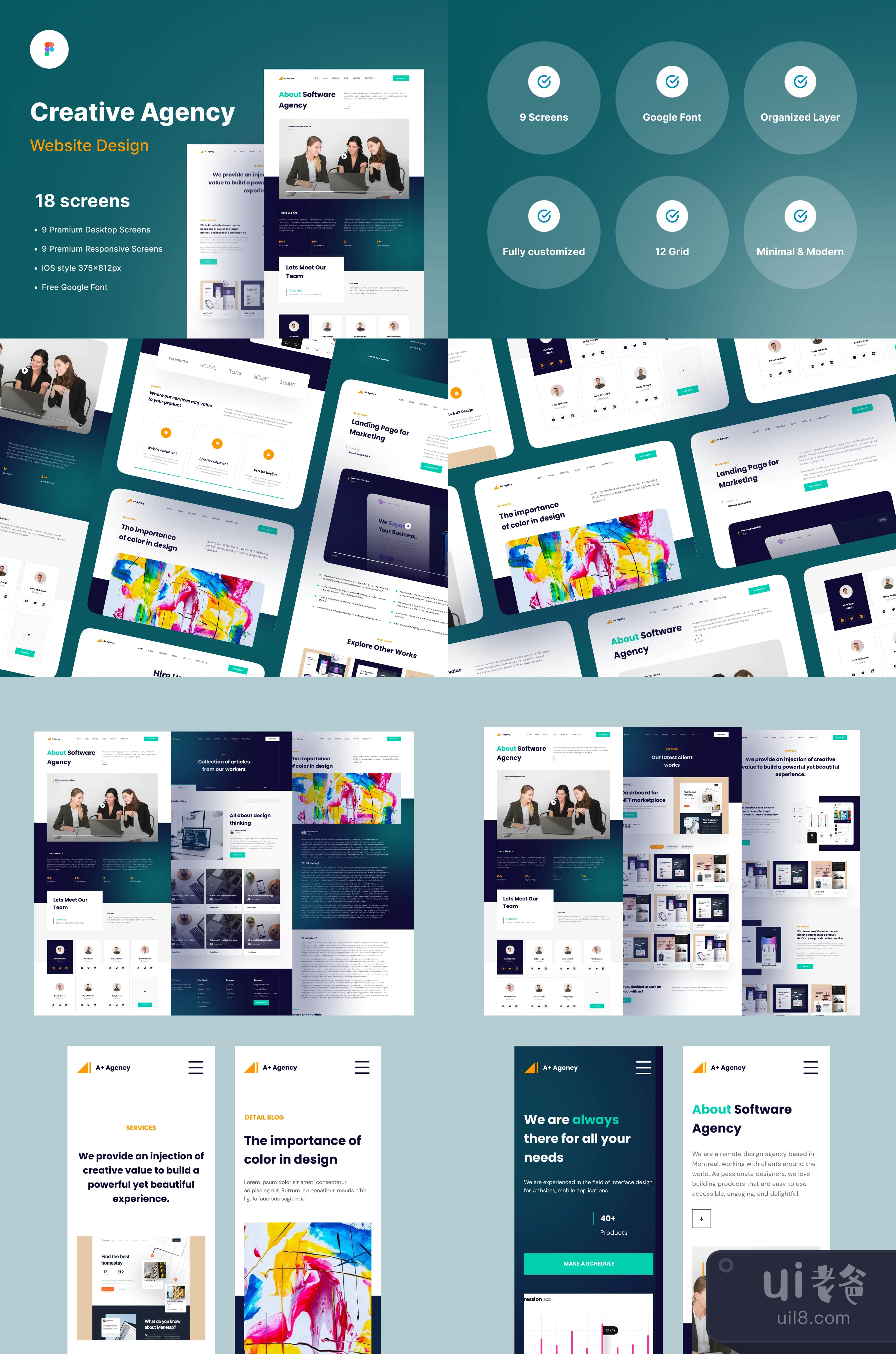 创意机构 - 网站设计UI-Kit (Creative Agency - Website Desig插图1