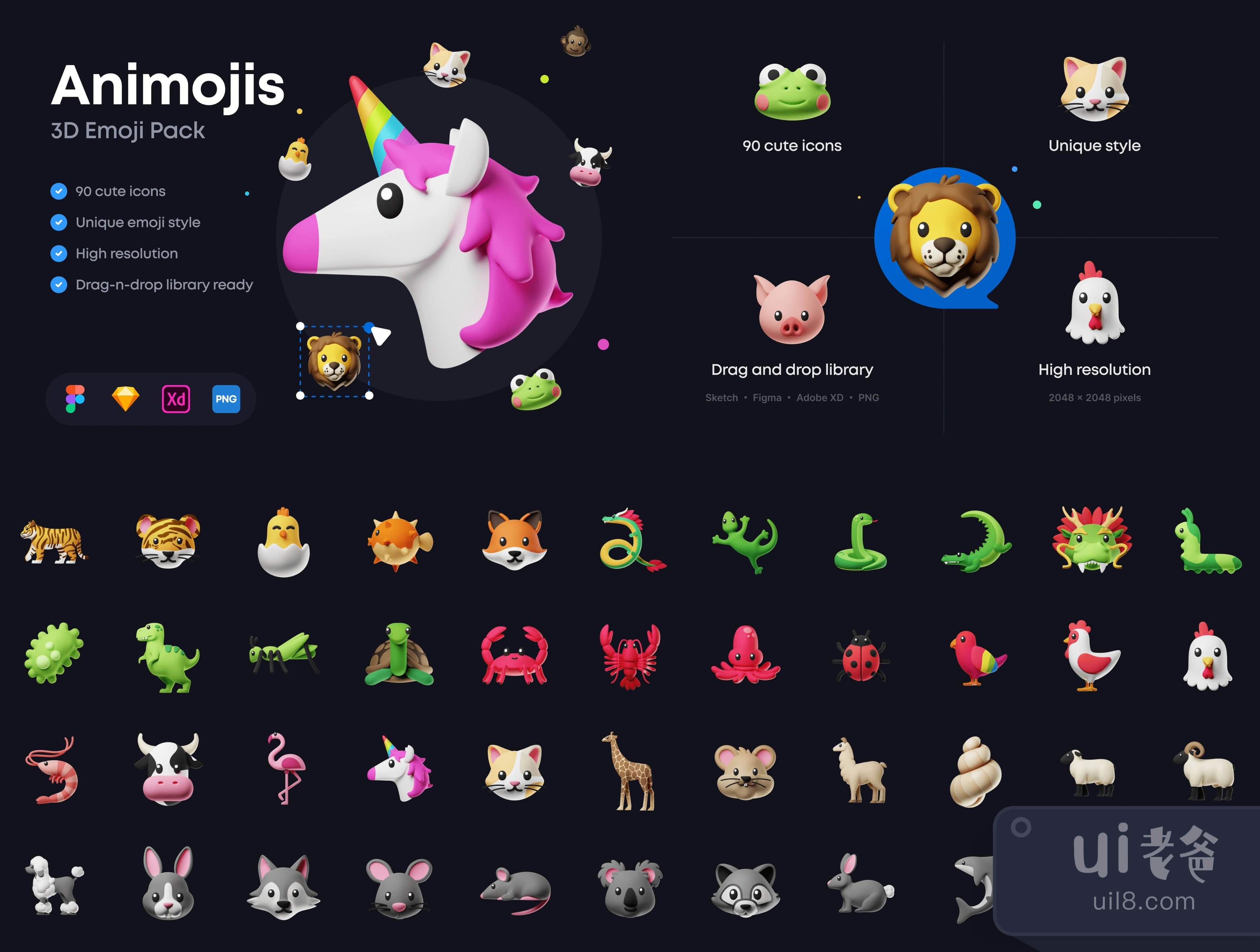 Sketch,XD,Figma,PNG,Icon Sets,人物生物 Character & Biological,宠物 Pet,立体 3D